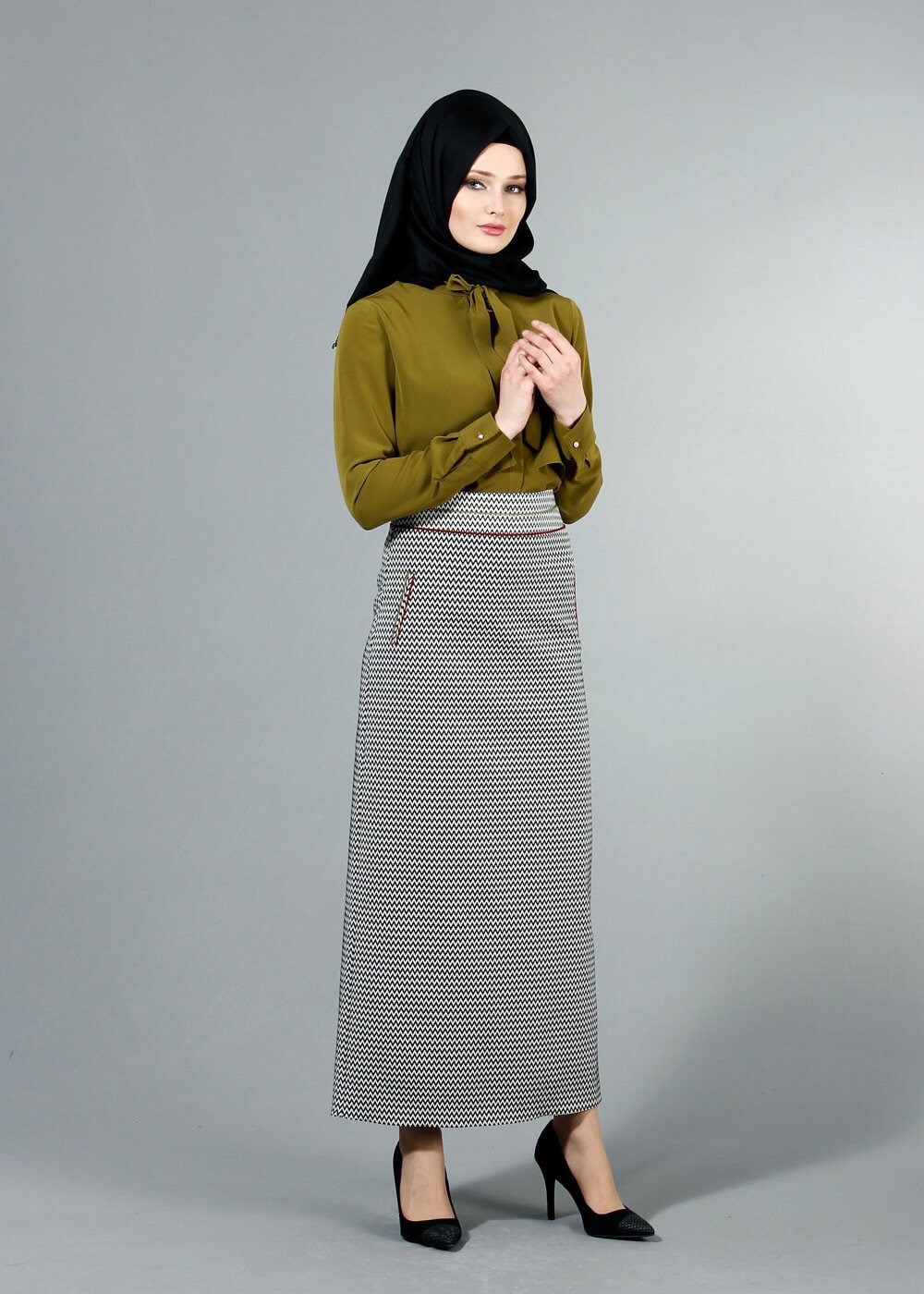 Tesettür giyim SİYAH 6803-1 JAKAR 264 ETEK 38/44(38/40) TEK36