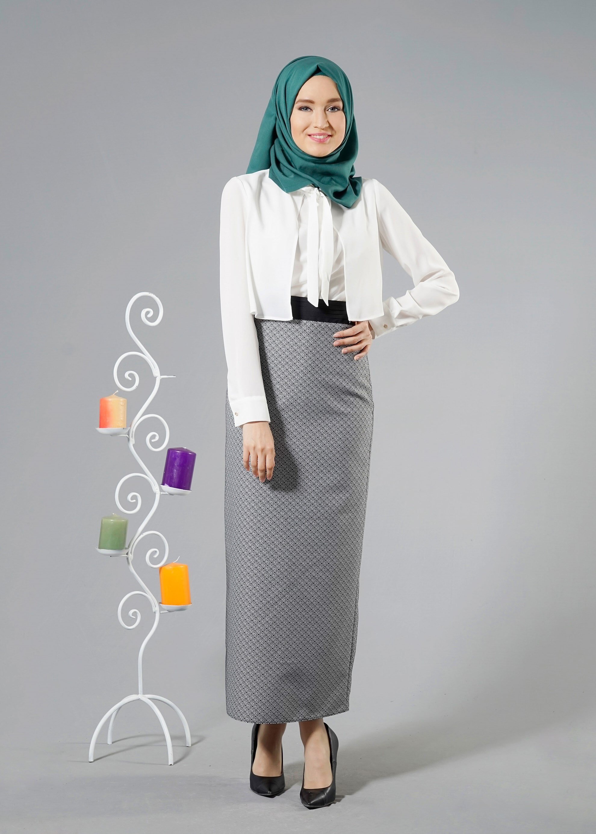 Tesettür giyim SİYAH 6899-1 JAKAR DES.12 ETEK 36/42(38)