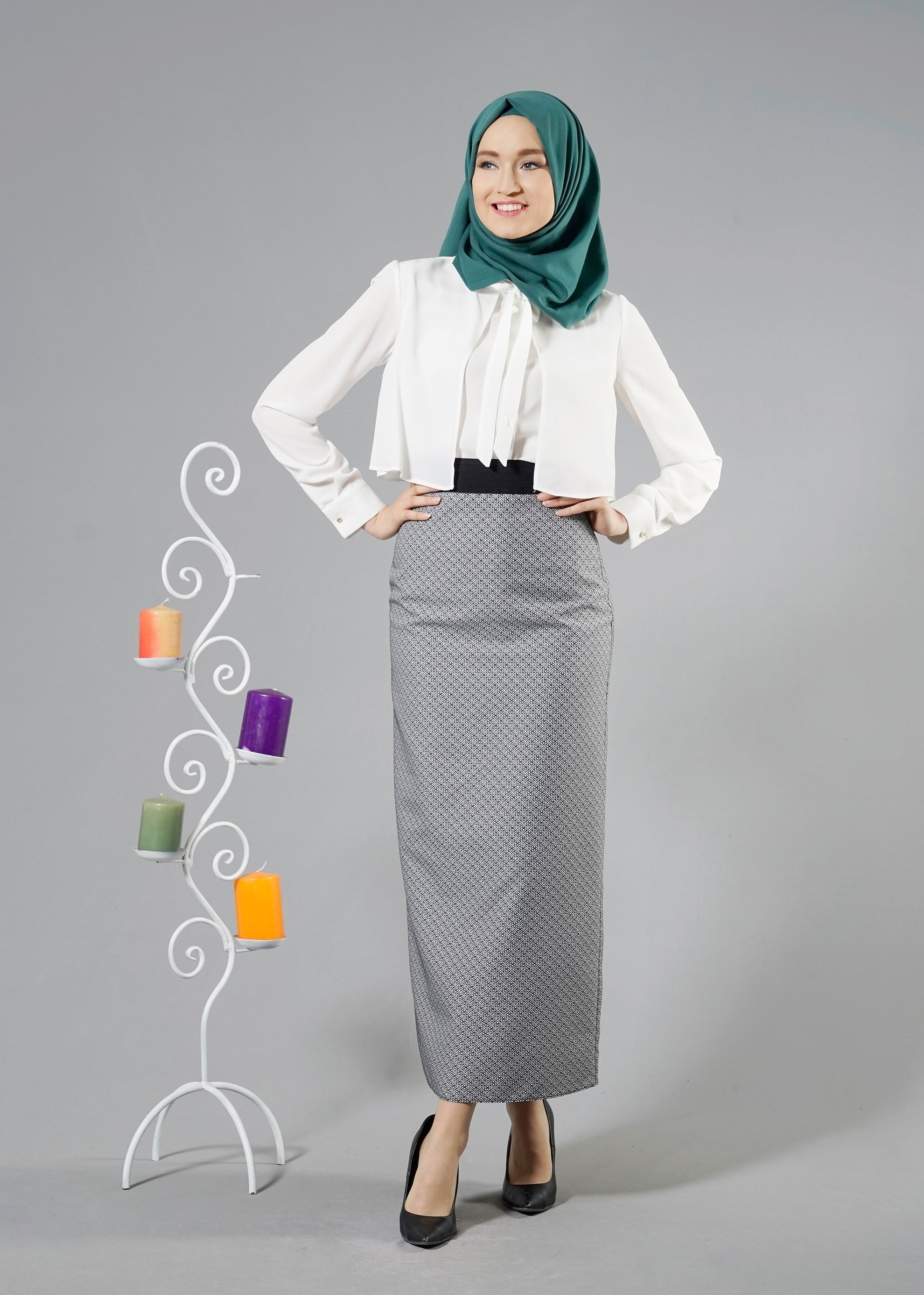 Tesettür giyim SİYAH 6899-1 JAKAR DES.12 ETEK 36/42(38)