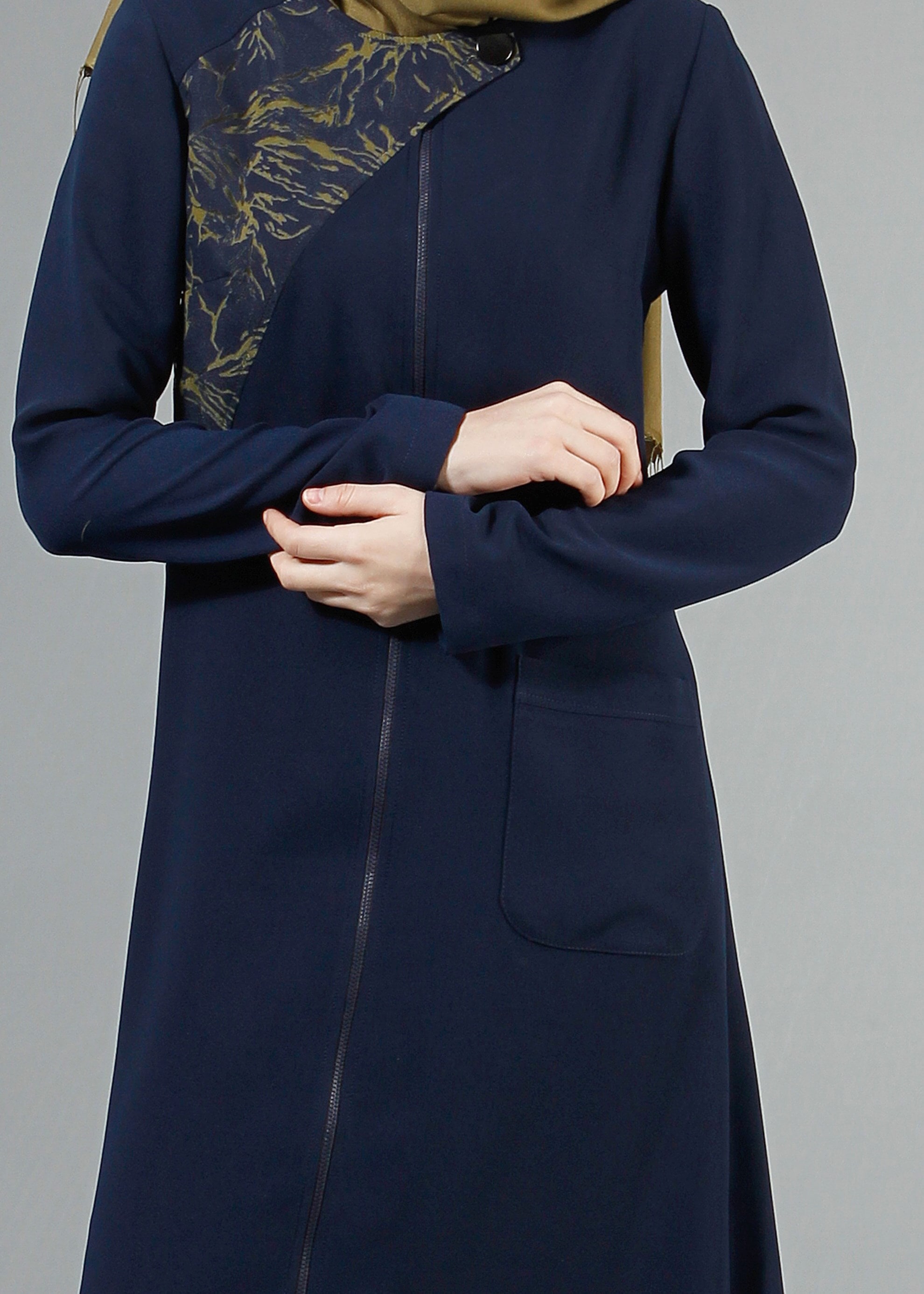 Tesettür giyim LACİVERT 8190 Nil Crep Tesettür Ferace 38/46 TEK40