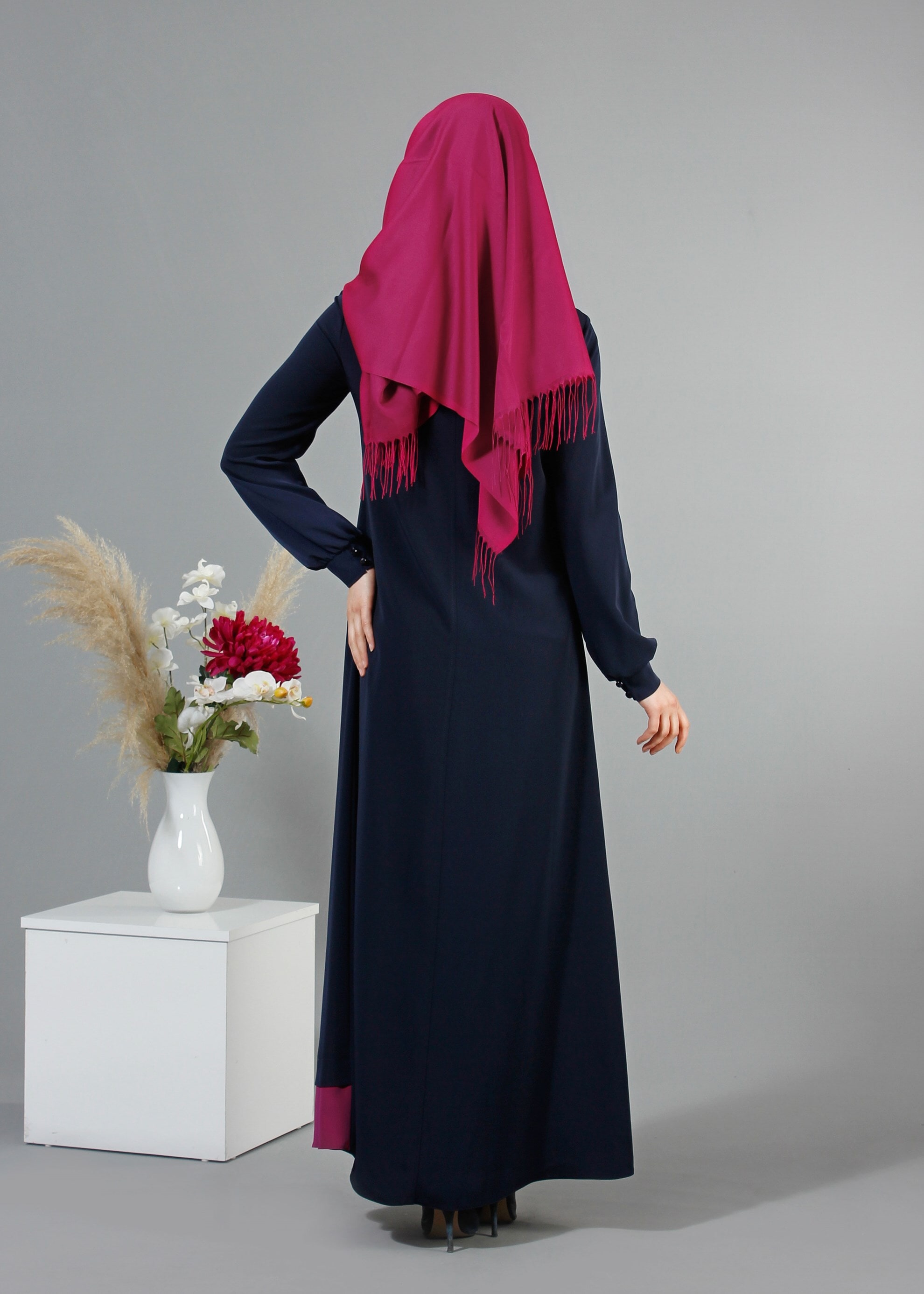 Tesettür giyim LACİVERT 8192 New Loren Tesettür Ferace 40/48 TEK38