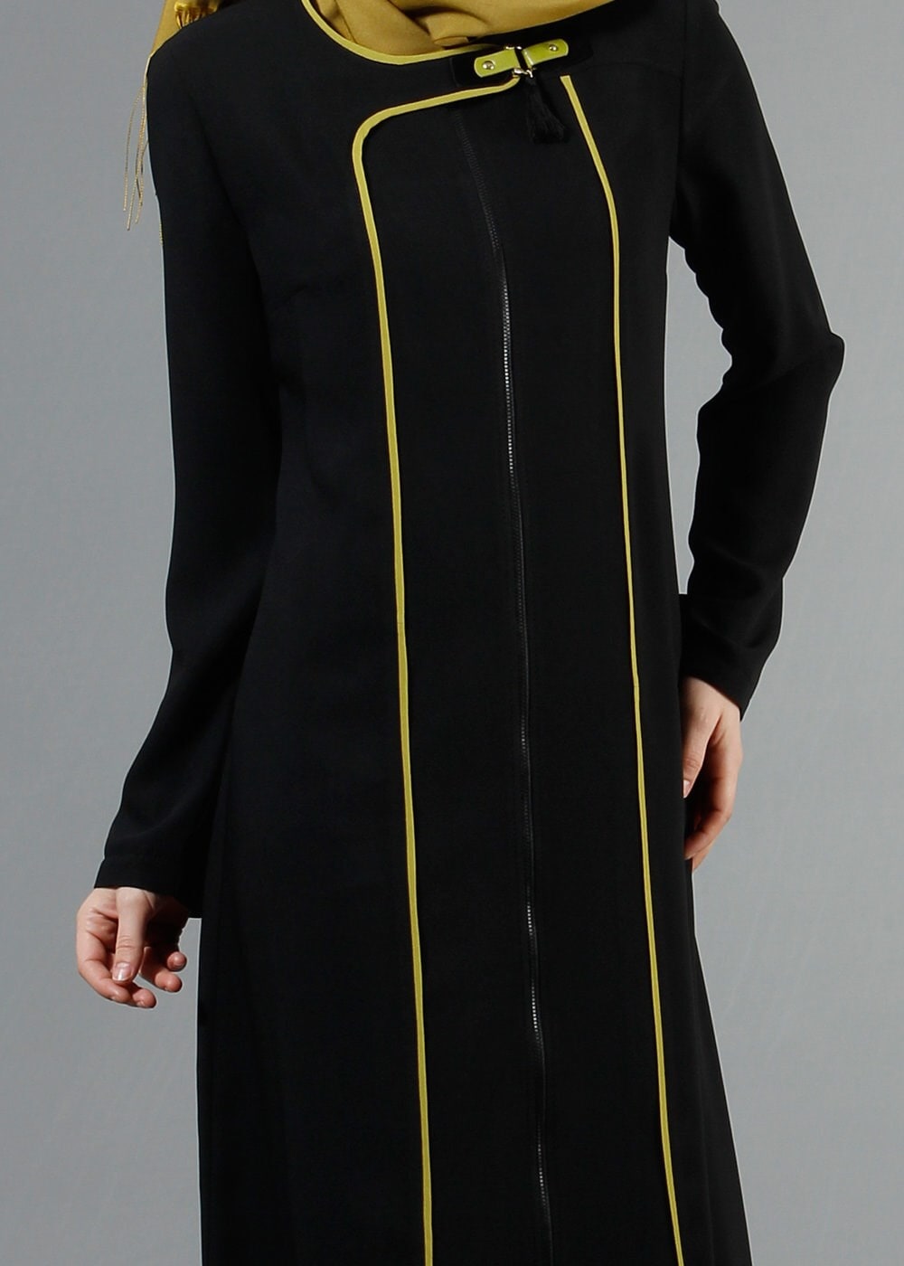 Tesettür giyim SİYAH 8195 Nil Crep Tesettür Ferace 38/46 TEK40