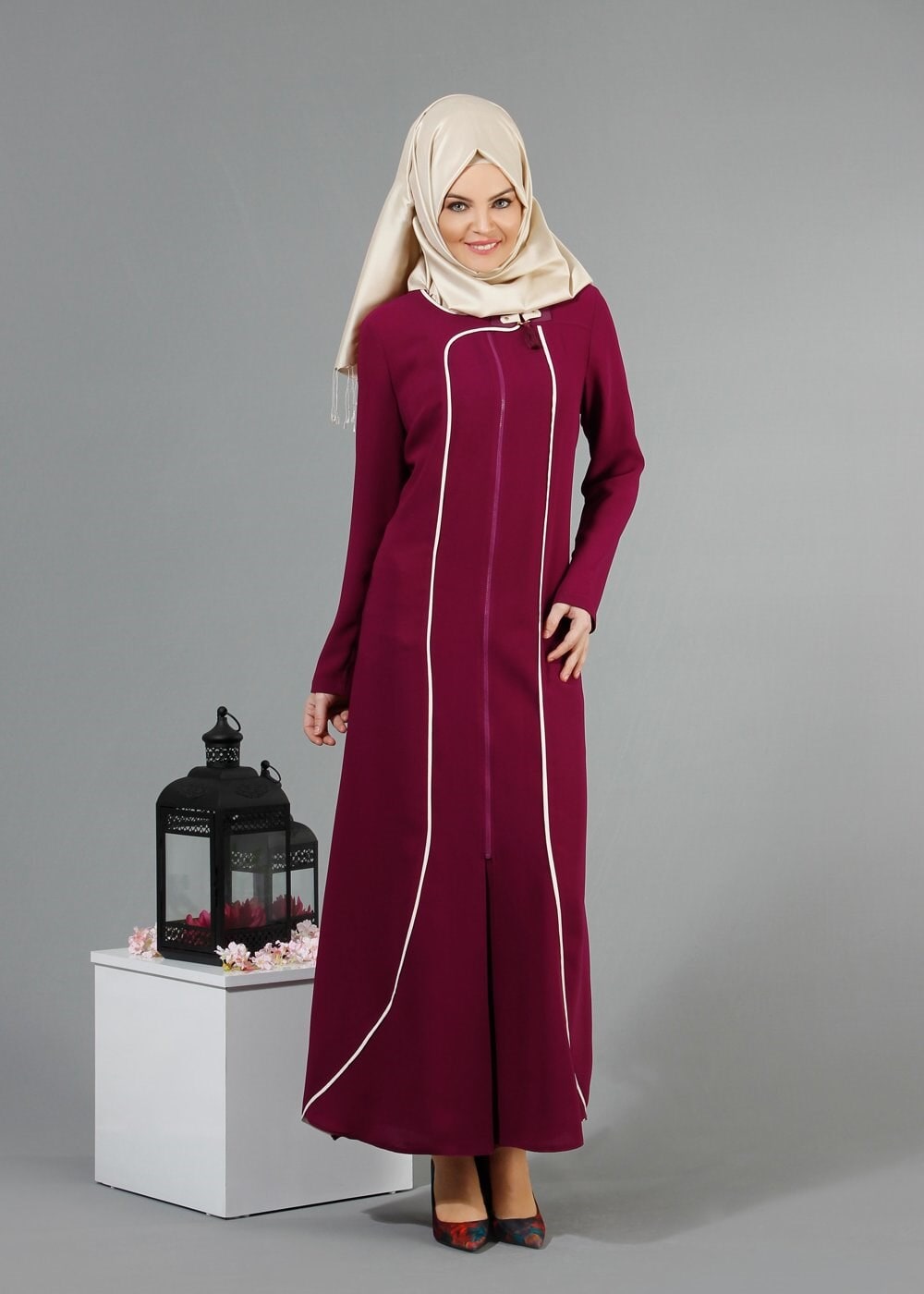 Tesettür giyim MOR 8195 Nil Crep Tesettür Ferace 38/46 TEK40