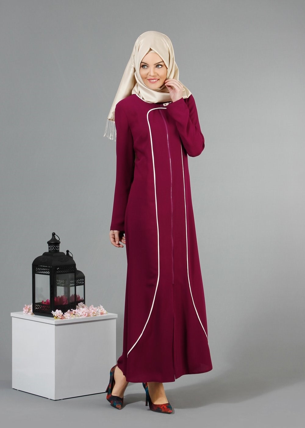 Tesettür giyim MOR 8195 Nil Crep Tesettür Ferace 38/46 TEK40