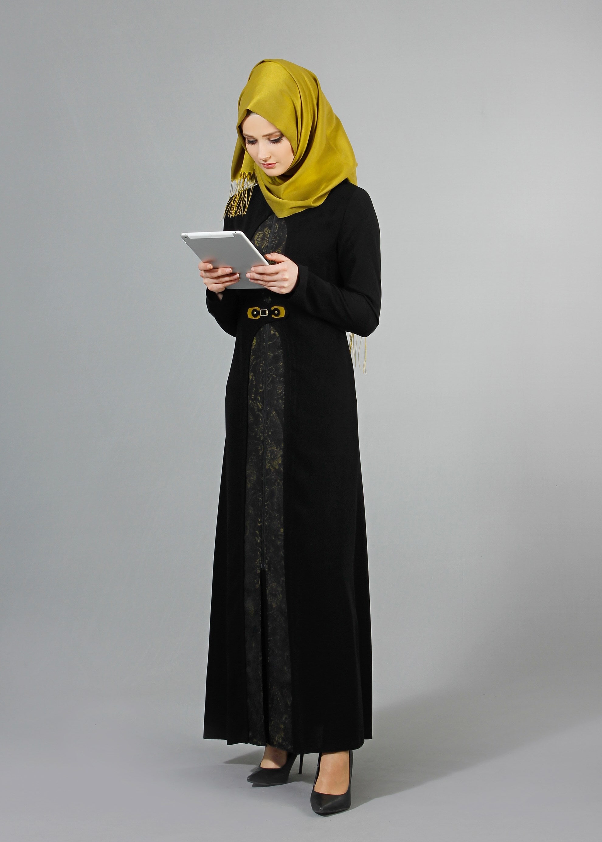 Tesettür giyim SİYAH 8197 Esma Tesettür Ferace 38/46 TEK40