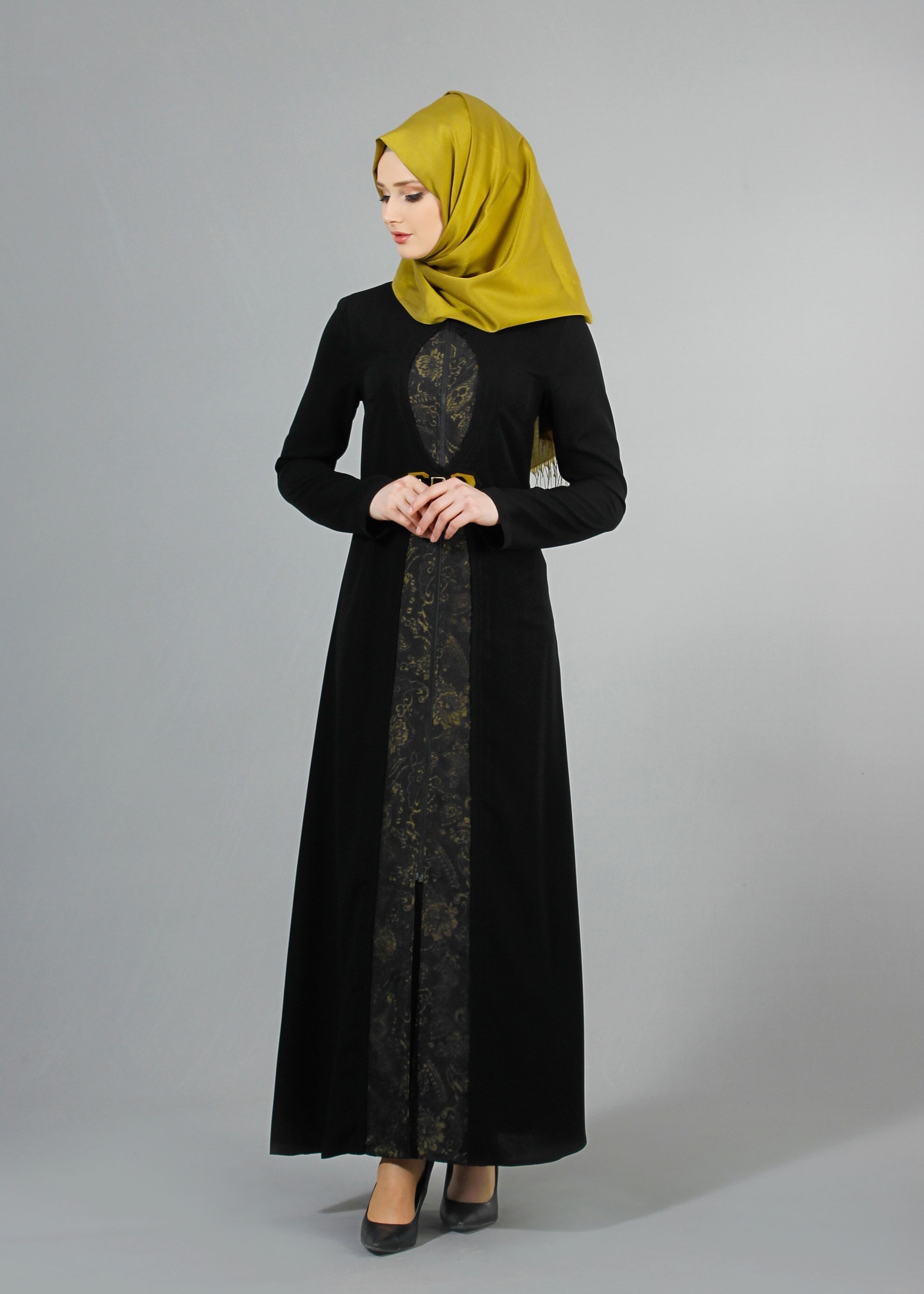 Tesettür giyim SİYAH 8197 Esma Tesettür Ferace 38/46 TEK40