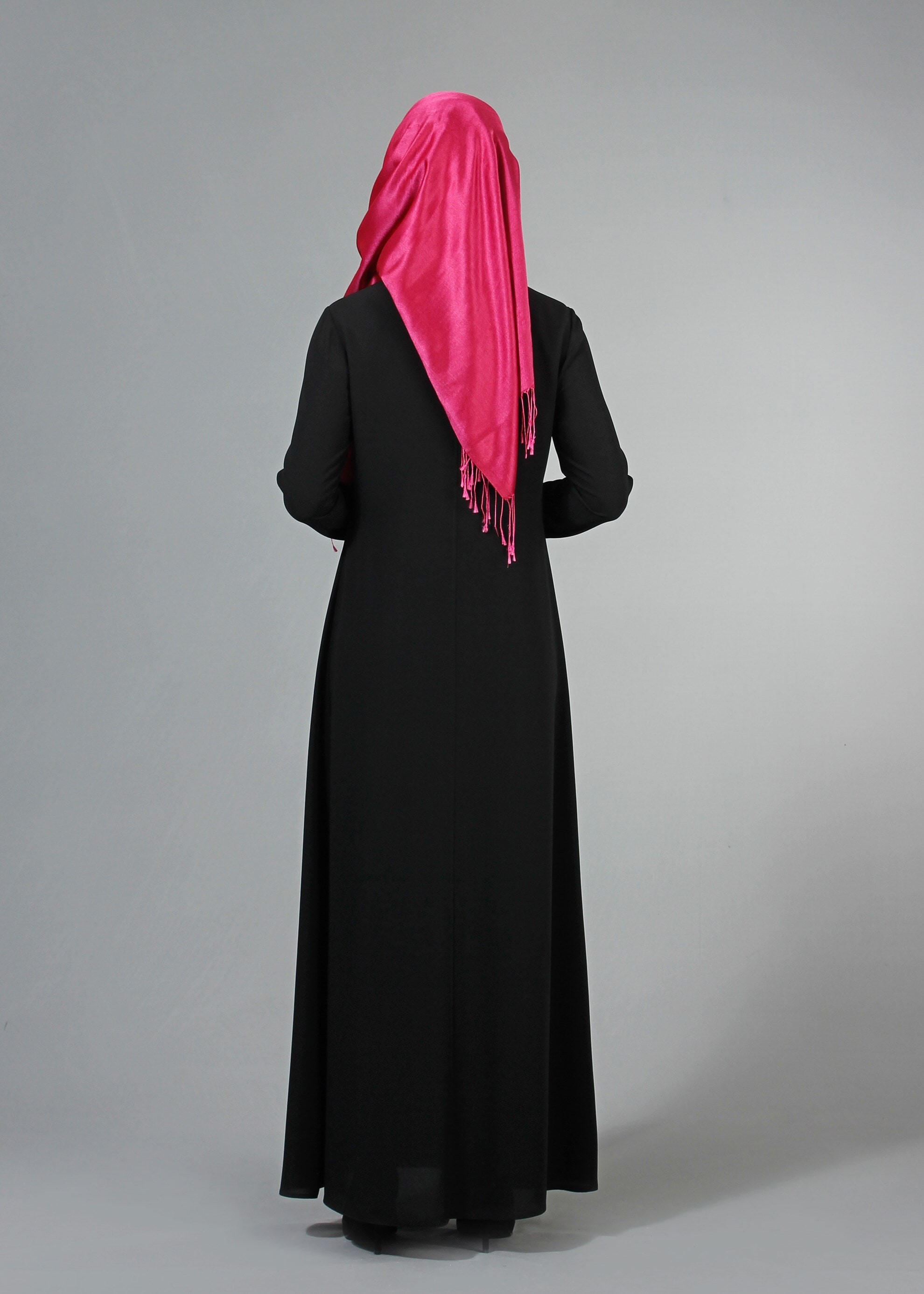 Tesettür giyim SİYAH 8204 Nil Crep Tesettür Ferace 38/46 TEK40