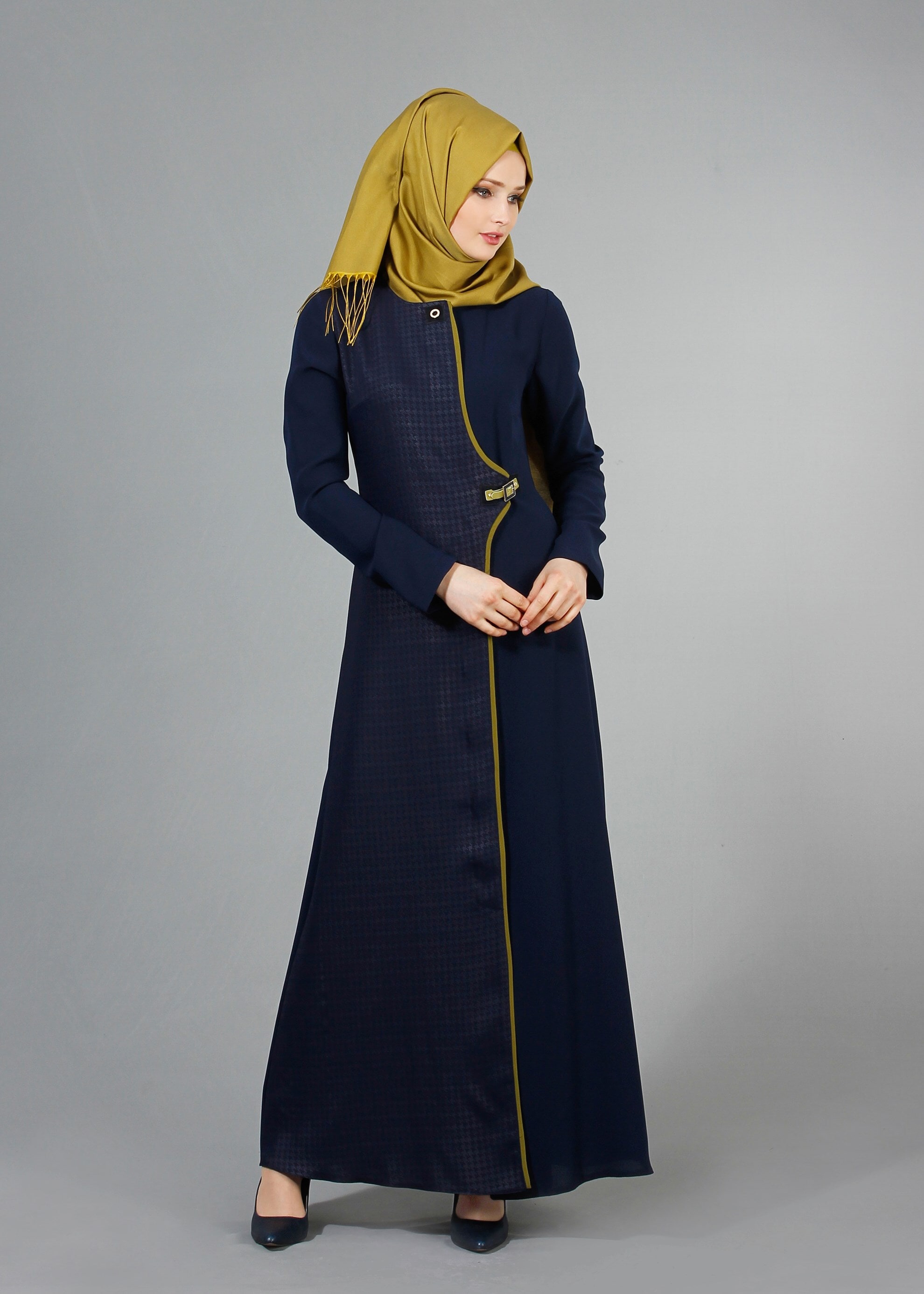 Tesettür giyim LACİVERT 8204 Nil Crep Tesettür Ferace 38/46 TEK40