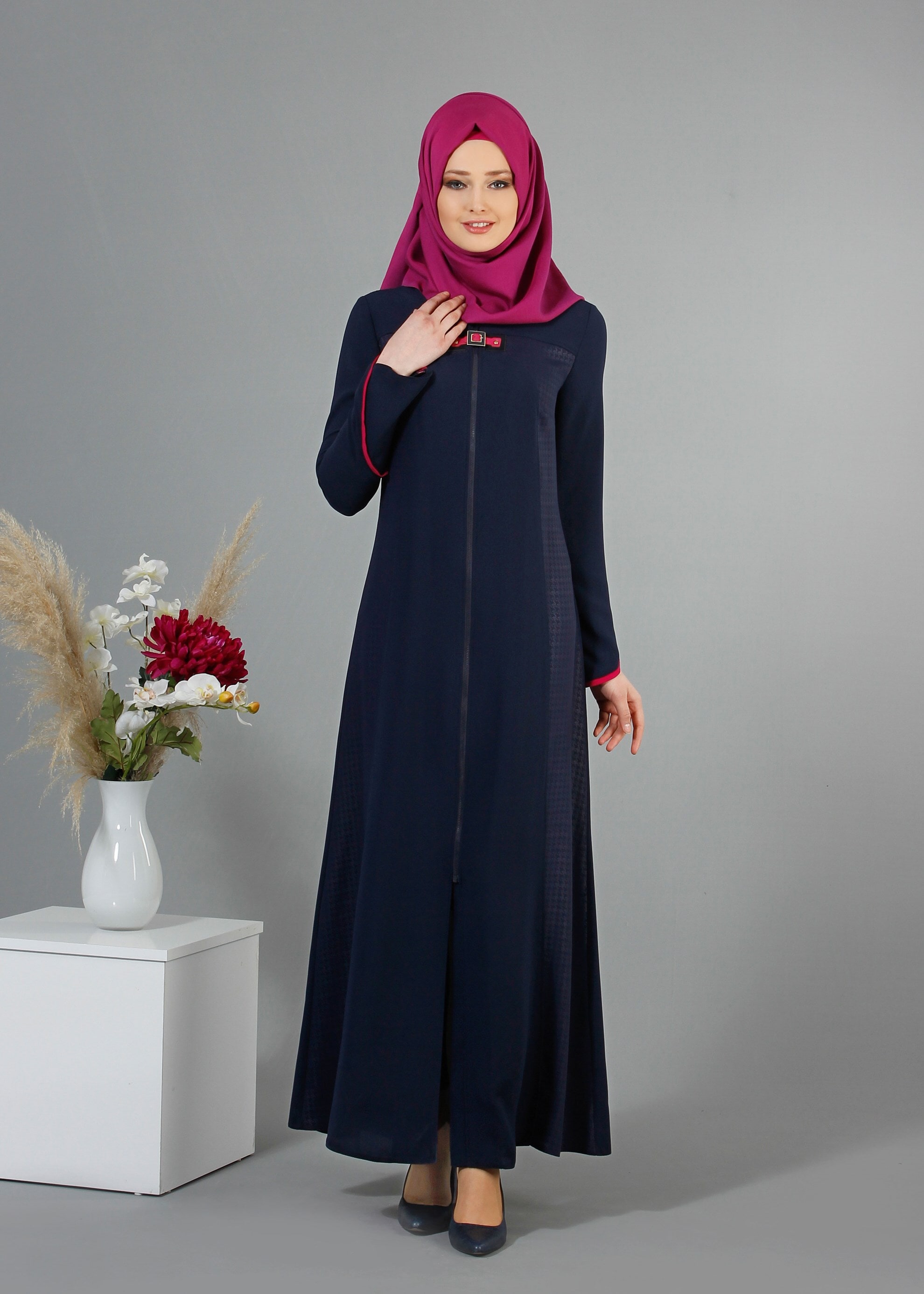 Tesettür giyim LACİVERT 8205 Esma Tesettür Ferace 38/48 TEK40