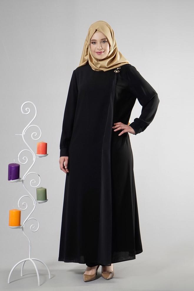 Hijab clothing BLACK 8211 Esma Tesettür 6331 Ferace 42/50 TEK40 - ALVİNA