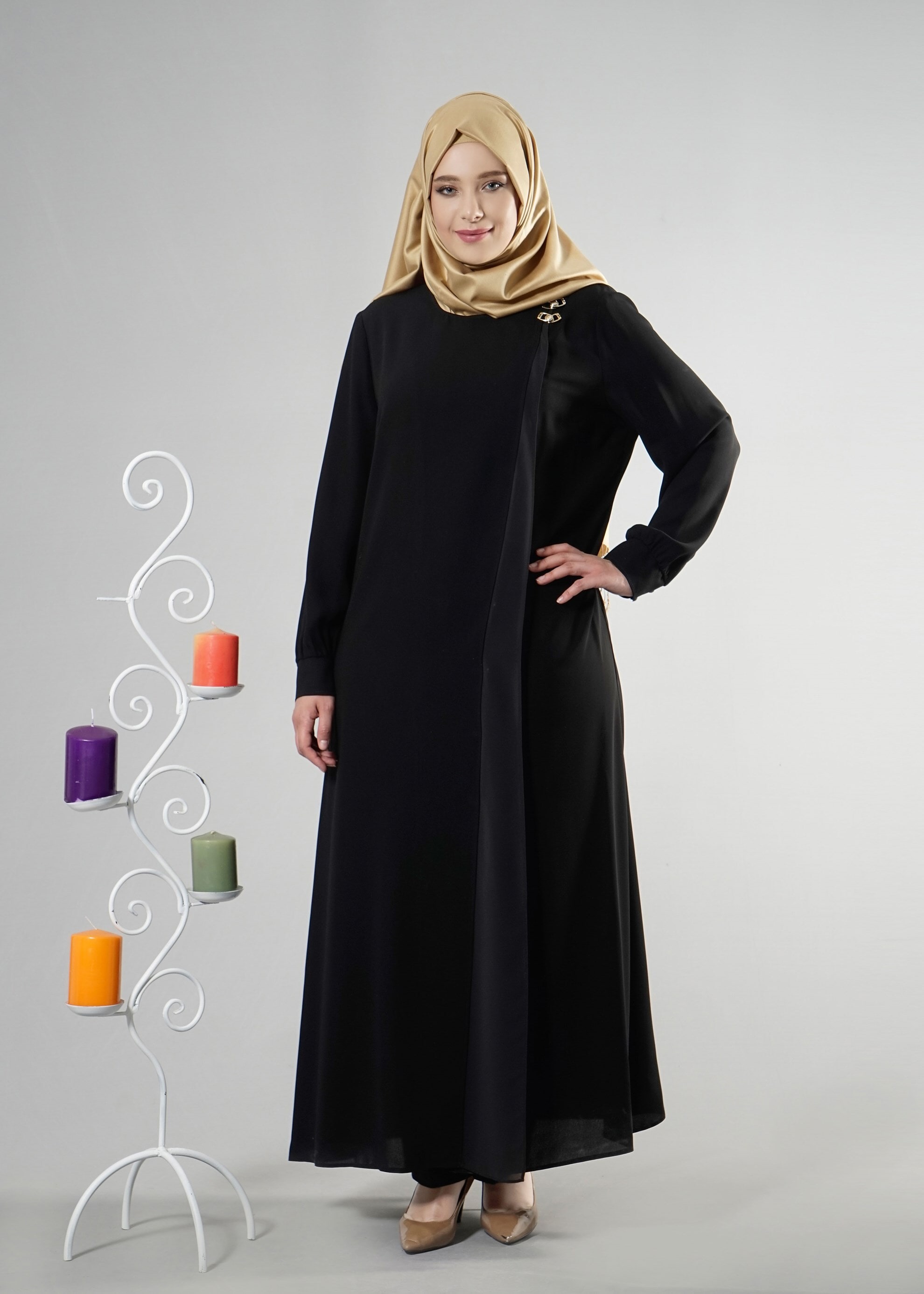 Vêtements hijab NOIR 8211 Esma Tesettür 6331 Ferace 42/50 TEK40