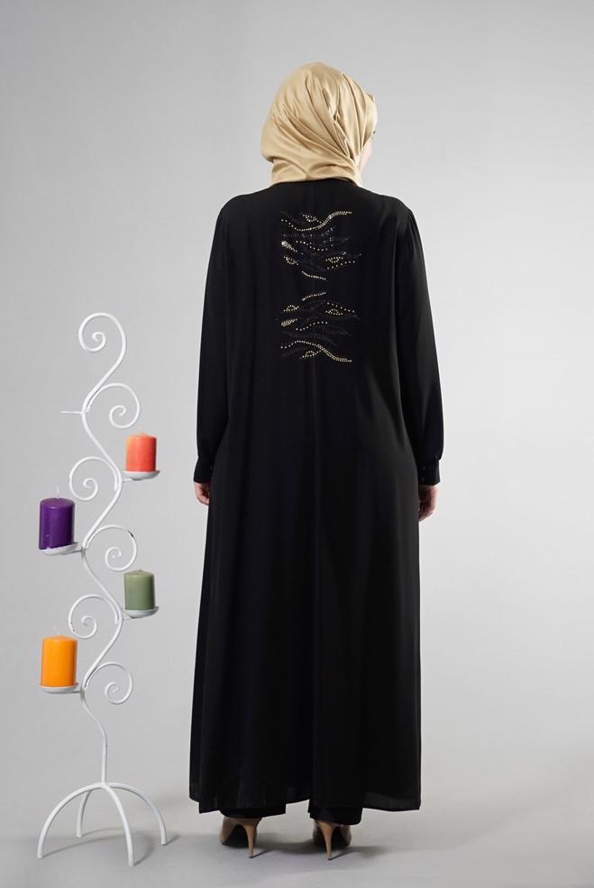 Hijab clothing BLACK 8211 Esma Tesettür 6331 Ferace 42/50 TEK40 - ALVİNA