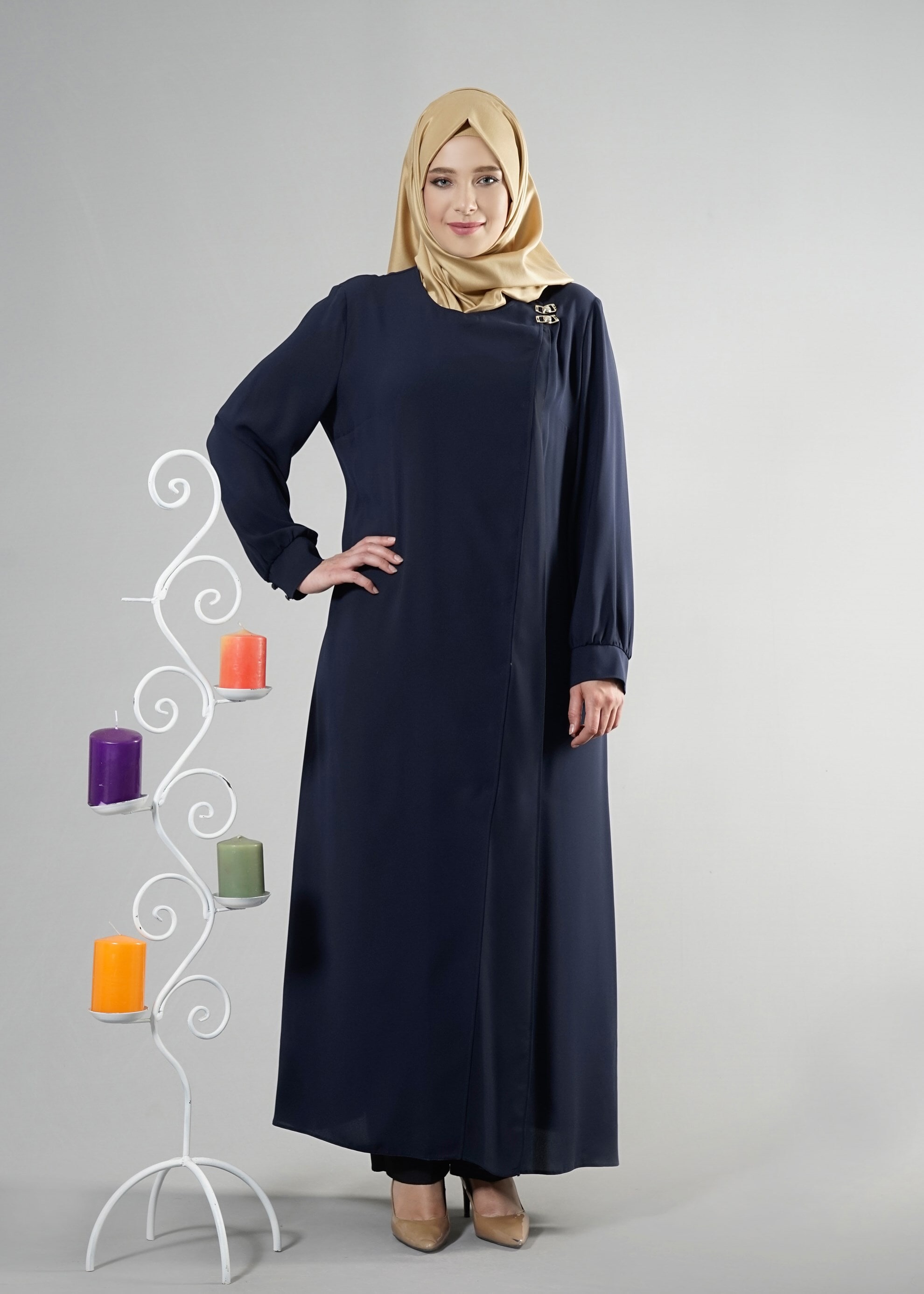 Tesettür giyim LACİVERT 8211 Esma Tesettür 6331 Ferace 42/50 TEK40