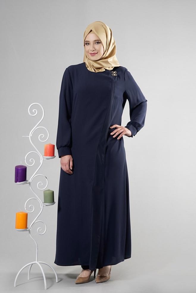 Hijab clothing NAVY BLUE 8211 Esma Tesettür 6331 Ferace 42/50 TEK40 - ALVİNA