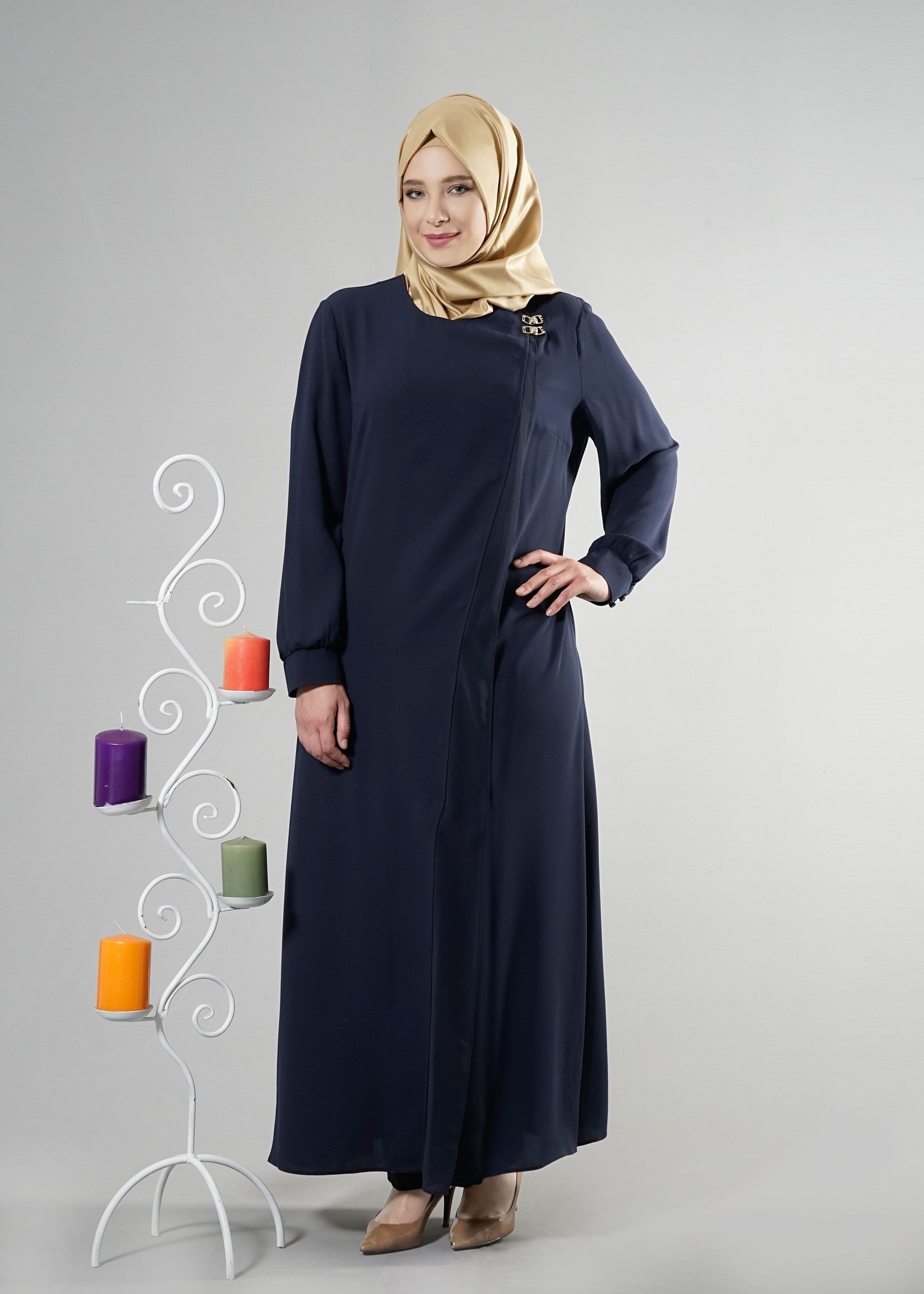 Tesettür giyim LACİVERT 8211 Esma Tesettür 6331 Ferace 42/50 TEK40