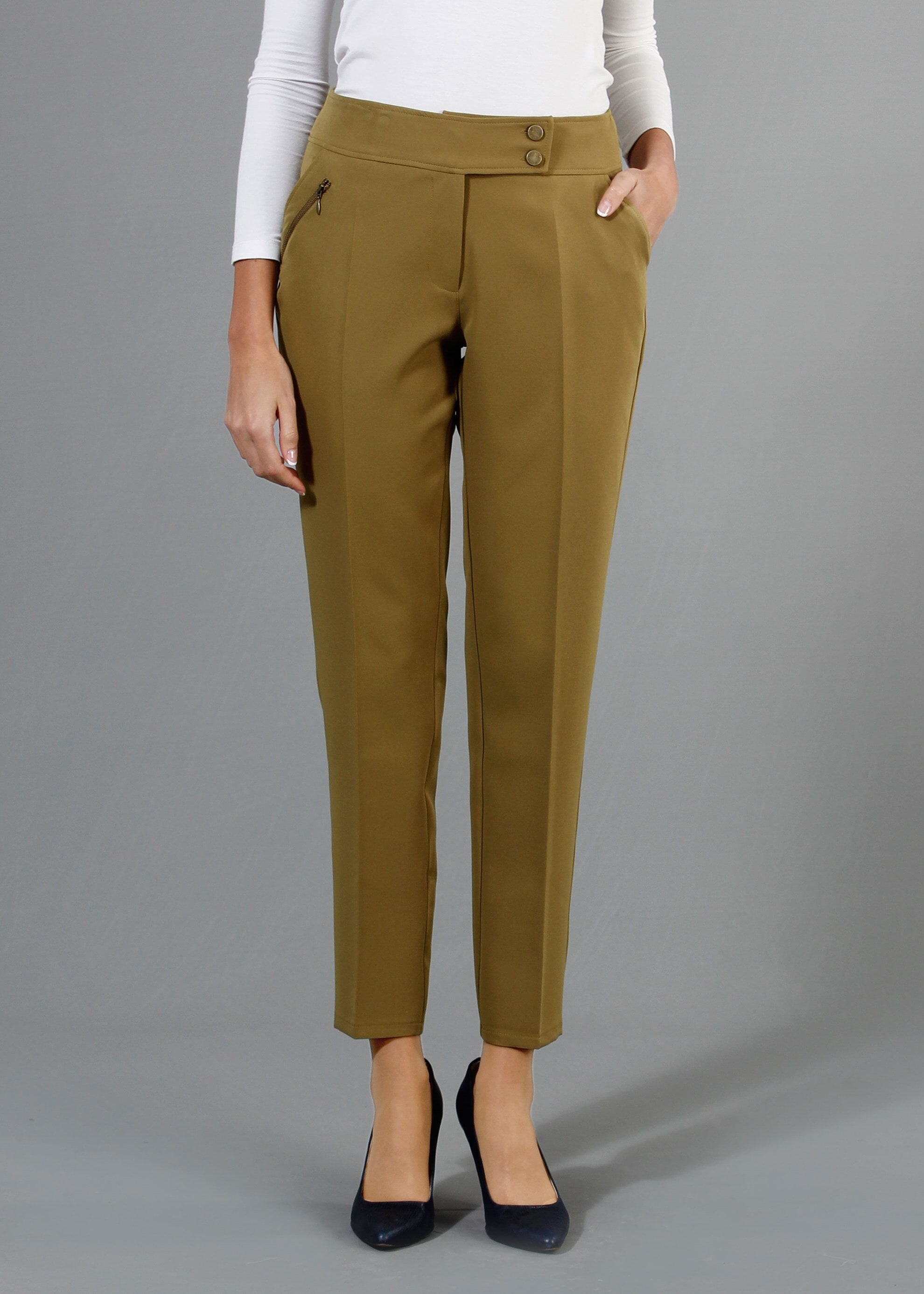 Tesettür giyim YEŞİL DAR PAÇA PANTOLON 7948