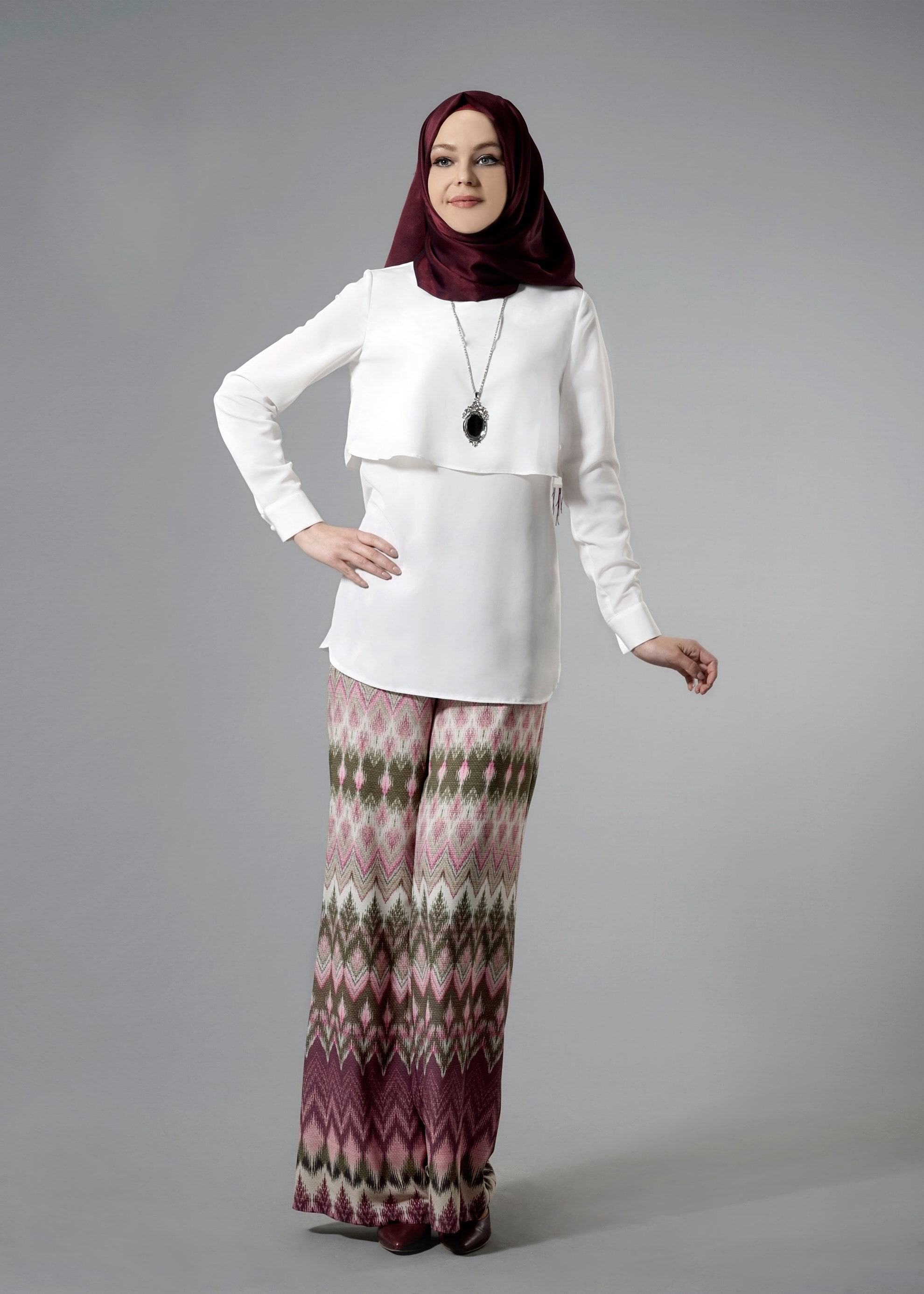 Tesettür giyim PUDRA 7955 Capri Tesettür 9673 Pantalon  36/44(38-40) TEK38