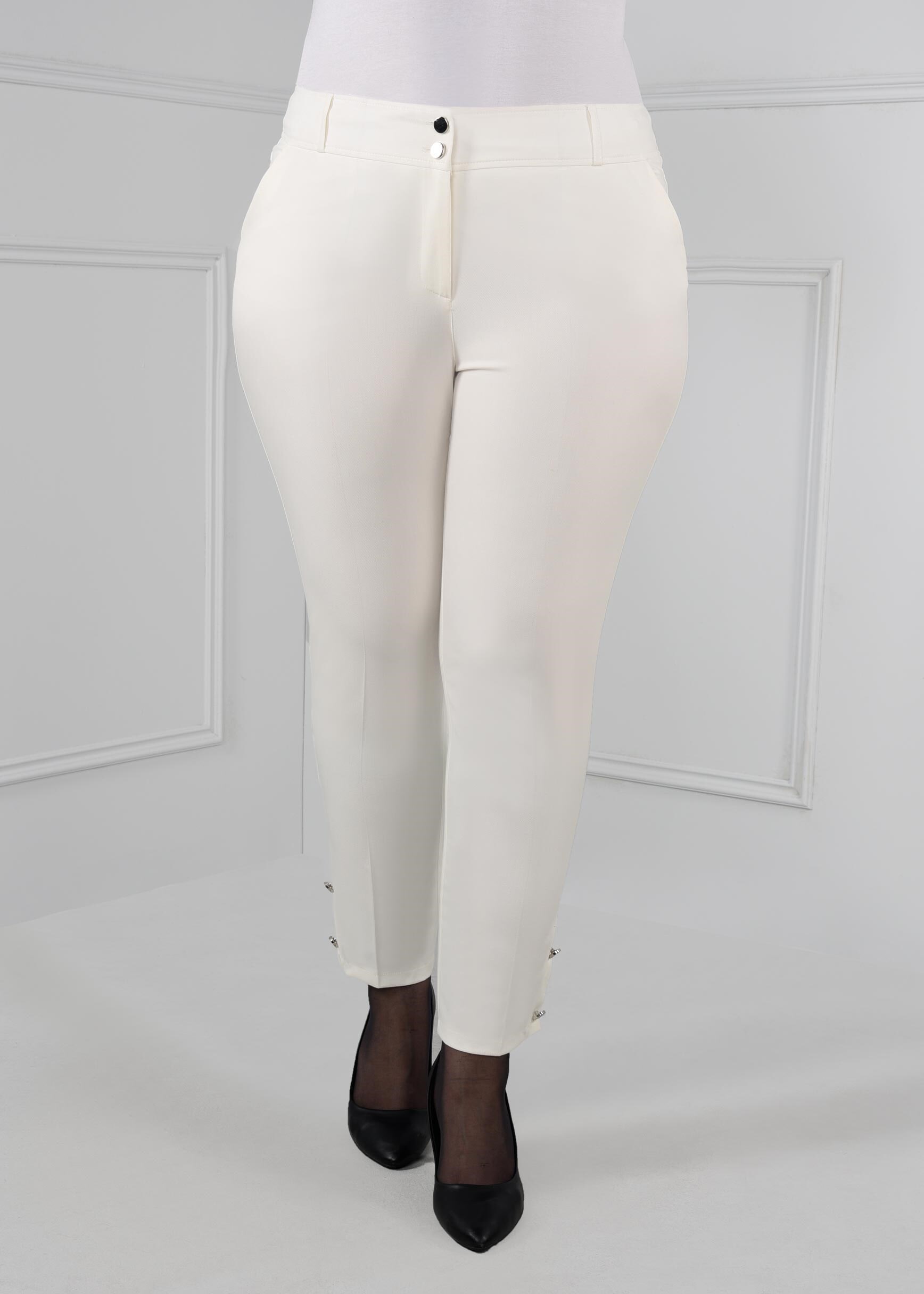 Tesettür giyim BEYAZ 7963 DEMRE PANTOLON 42/50 TEK40-42