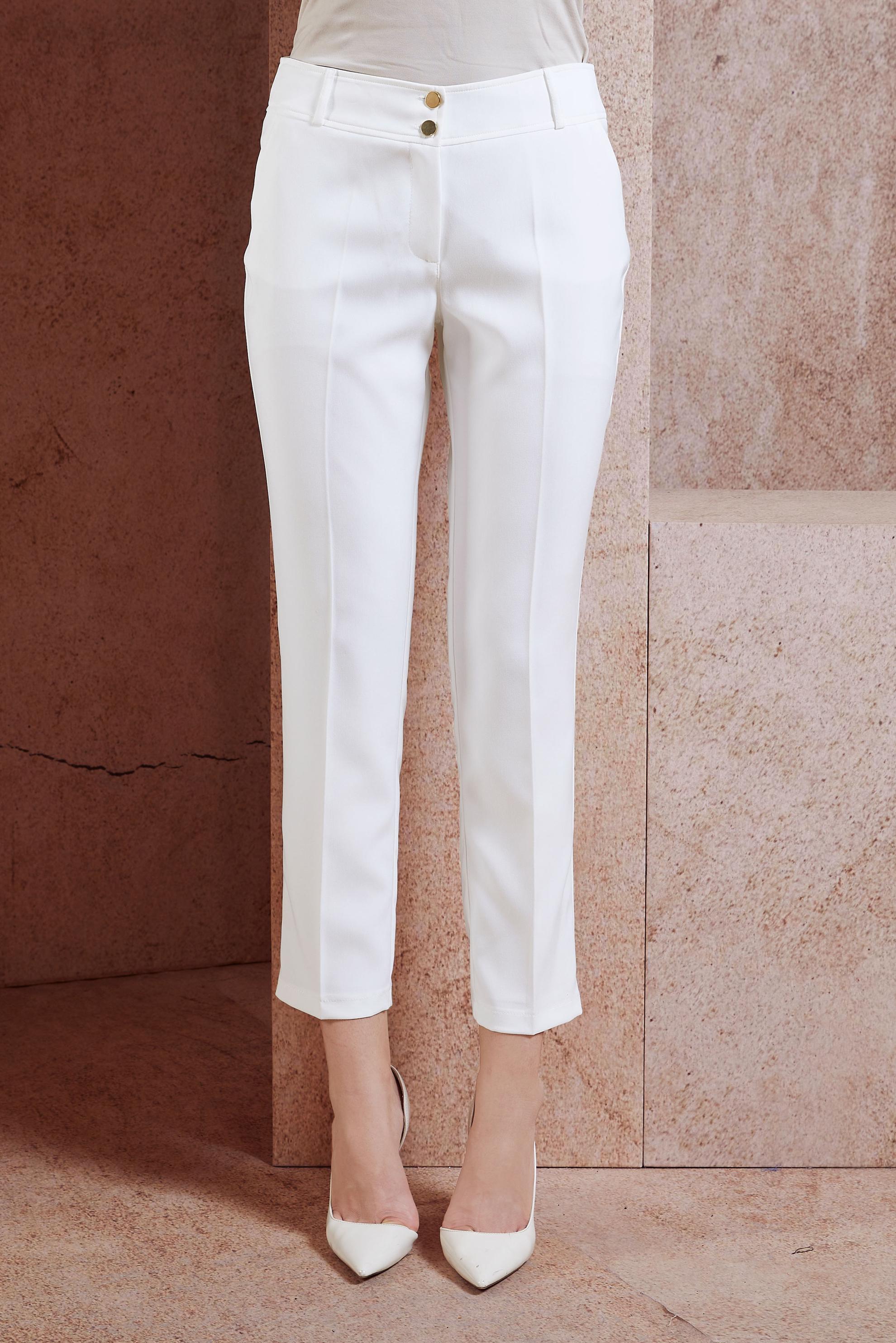 Tesettür giyim BEYAZ DAR PAÇA PANTOLON 7971