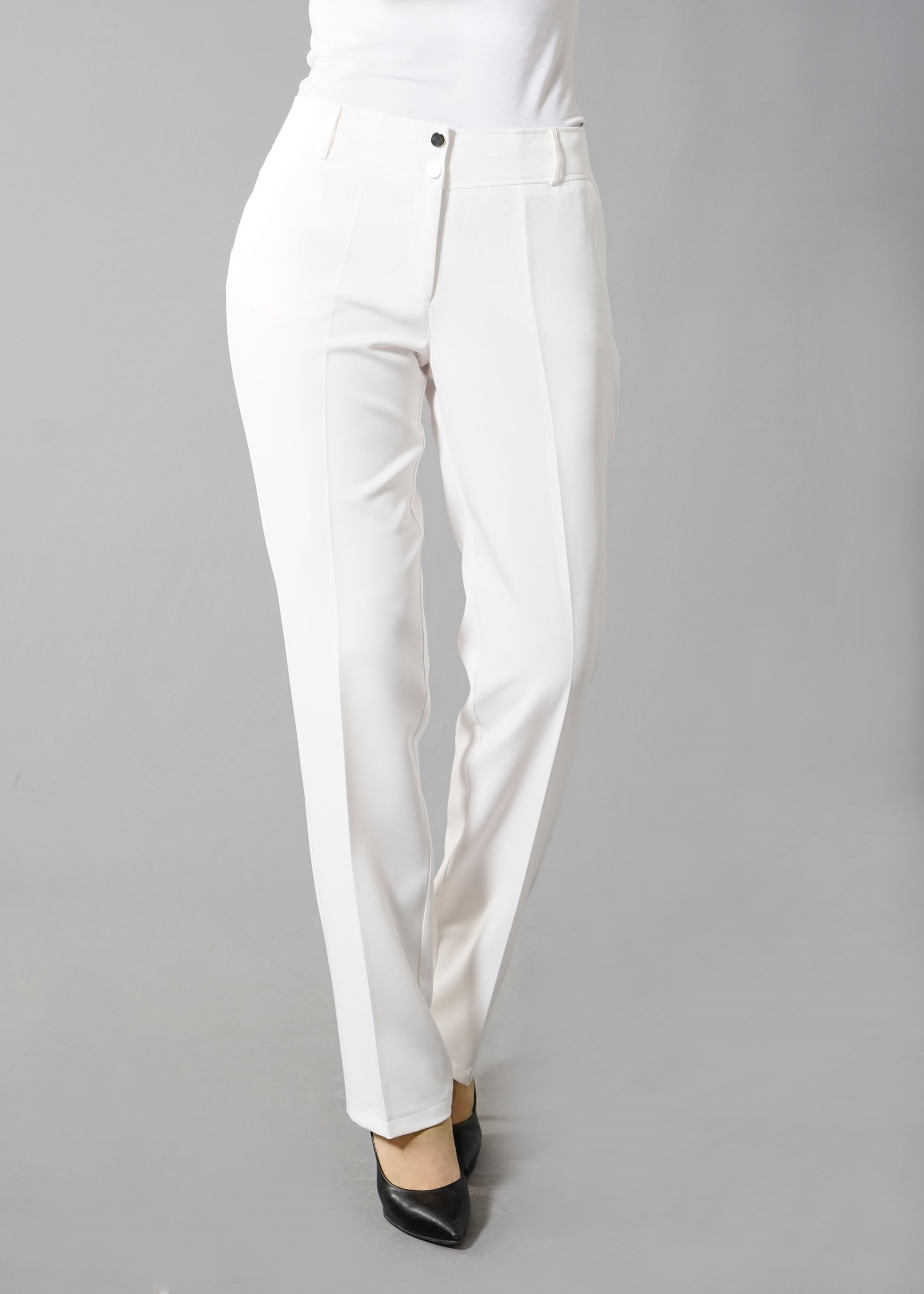 Tesettür giyim BEYAZ YÜKSEK BEL BORU PAÇA PANTOLON 7974 