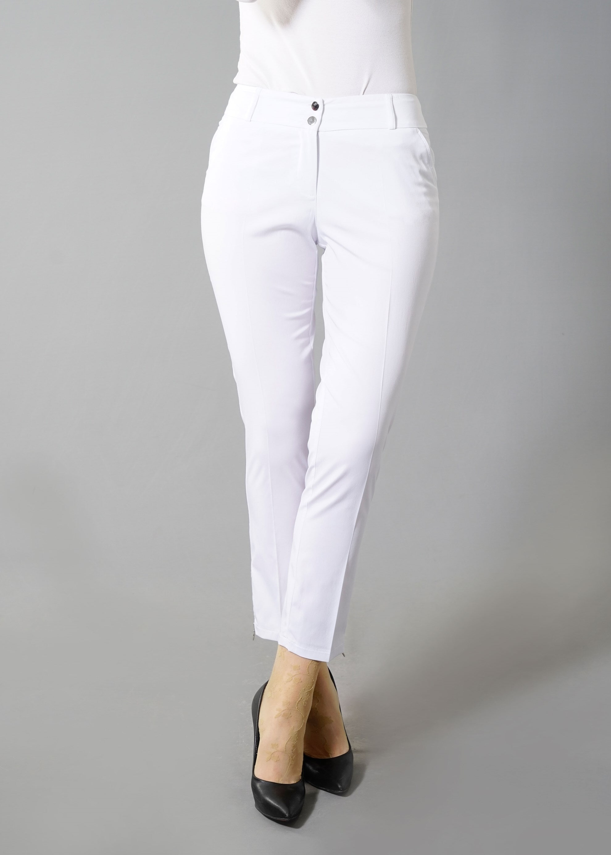 Tesettür giyim BEYAZ FERMUAR DETAYLI PANTOLON 7990 