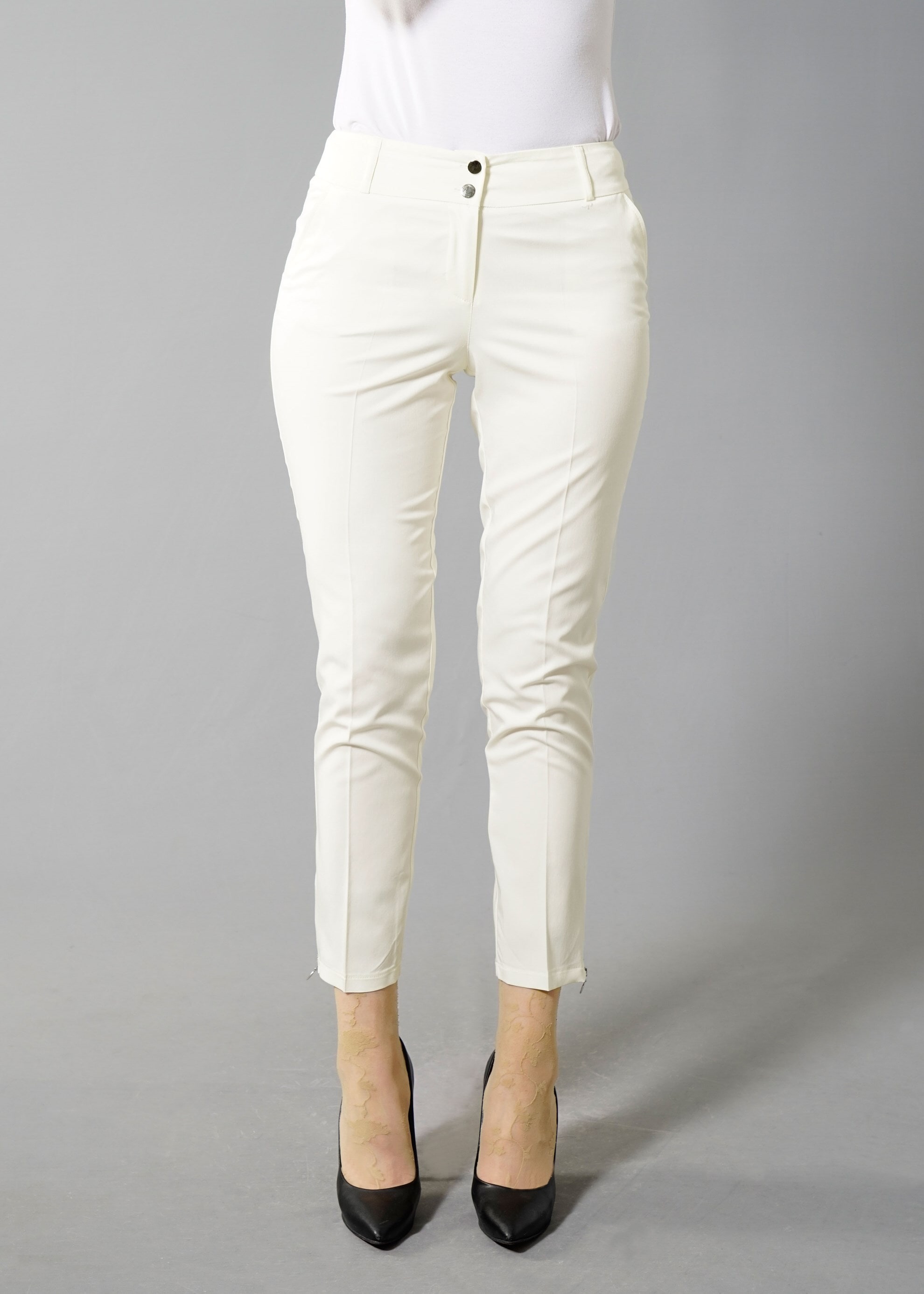 Tesettür giyim BEYAZ FERMUAR DETAYLI PANTOLON 7990 