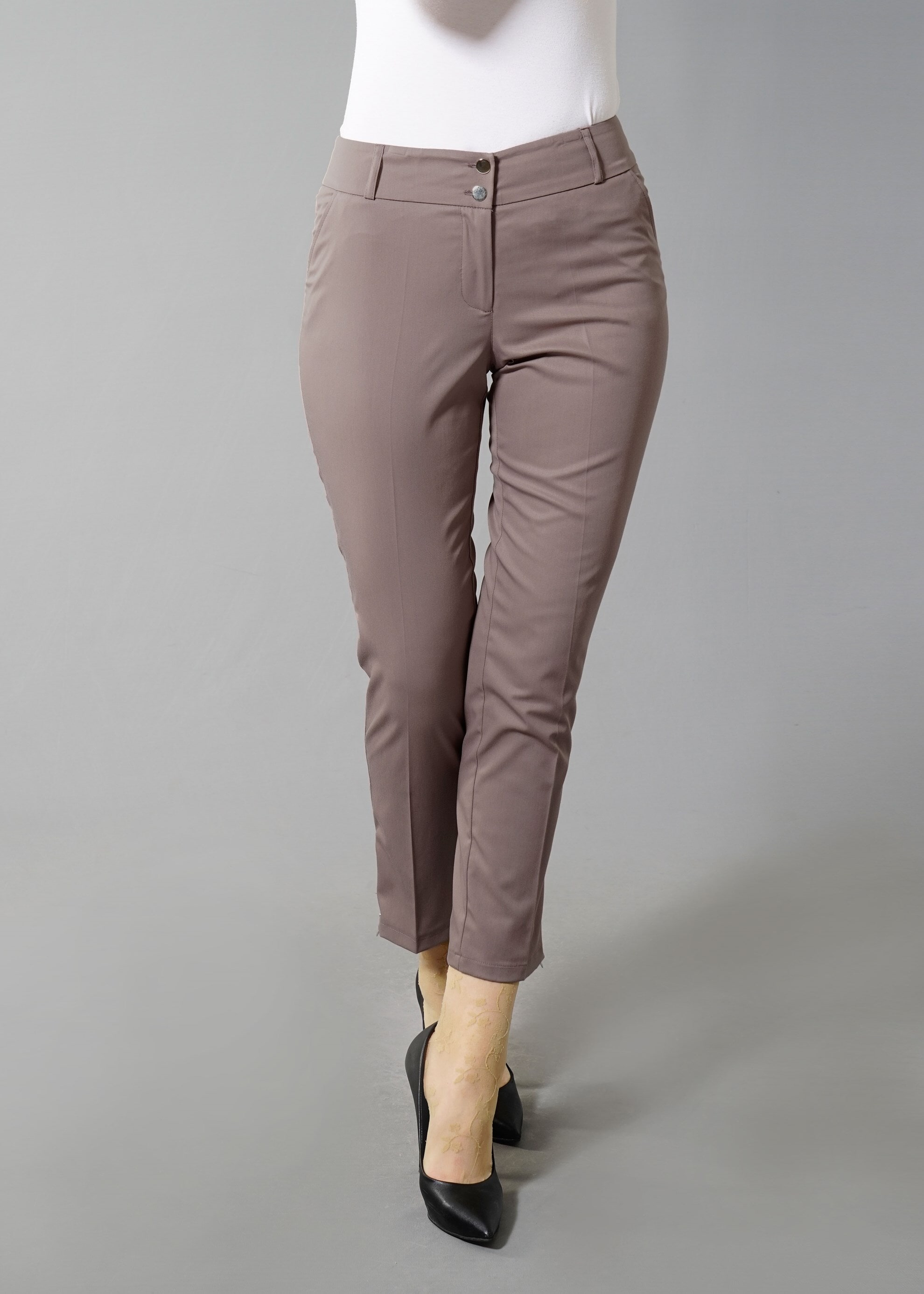 Tesettür giyim VİZON FERMUAR DETAYLI PANTOLON 7990 