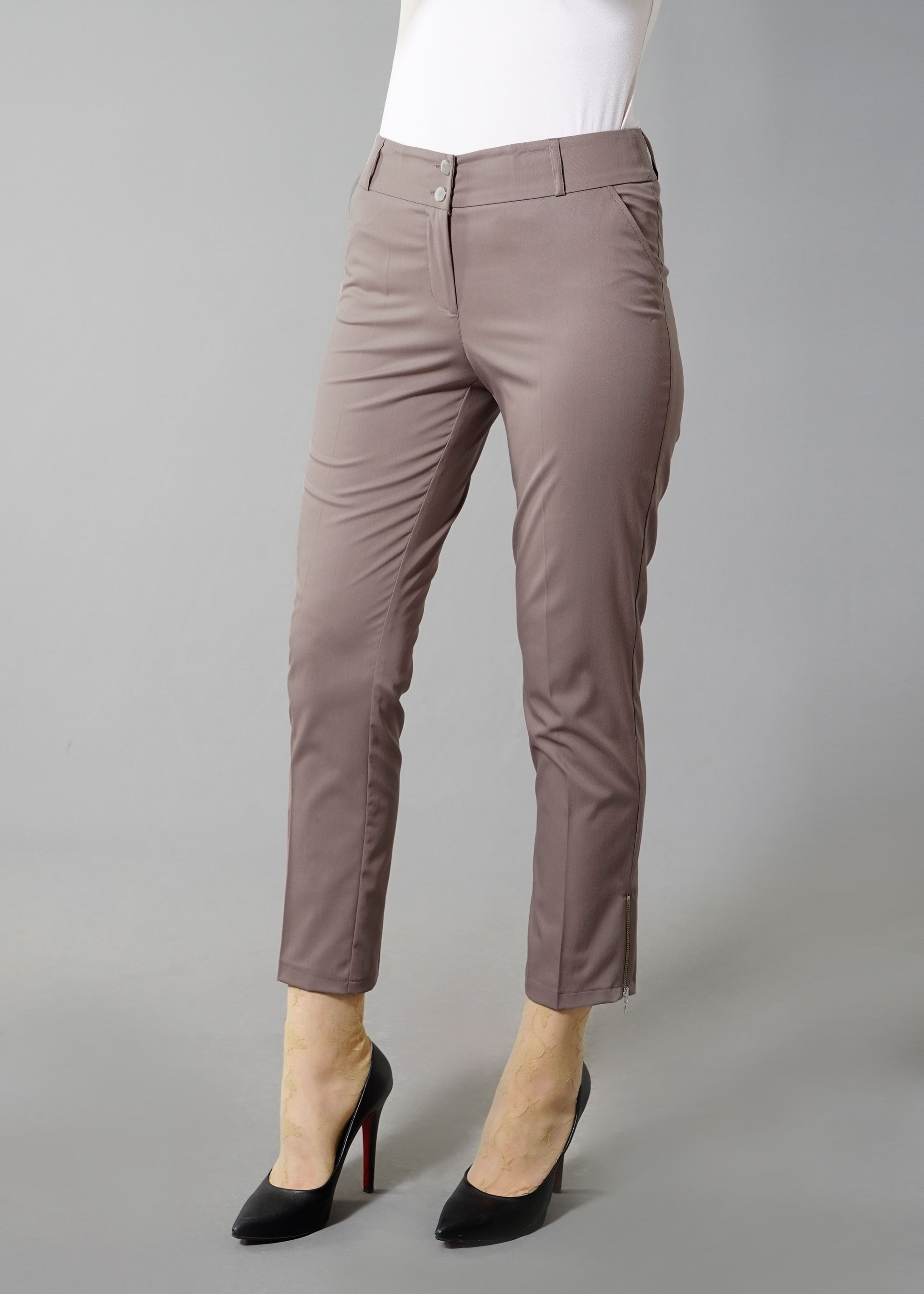 Tesettür giyim VİZON FERMUAR DETAYLI PANTOLON 7990 