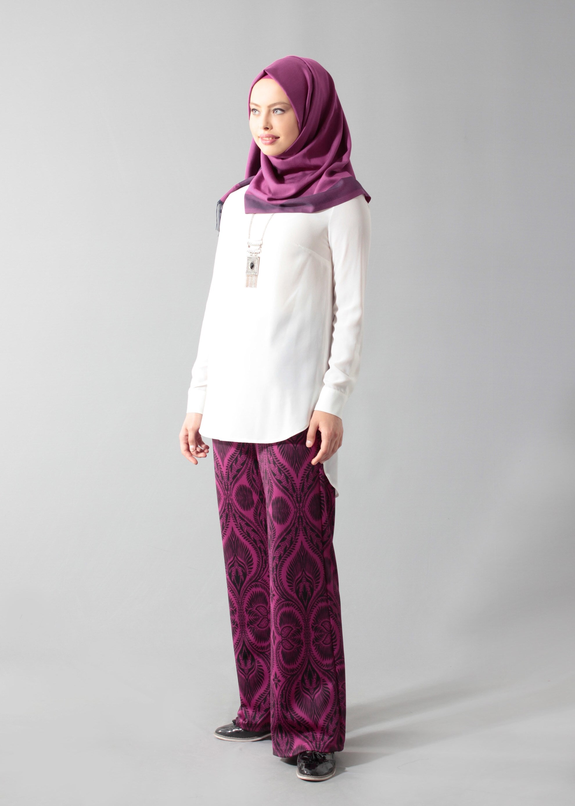 Tesettür giyim FUŞYA 7015-1 Dalgıç Tesettür 20132 Pantolon 38/46 TEK40