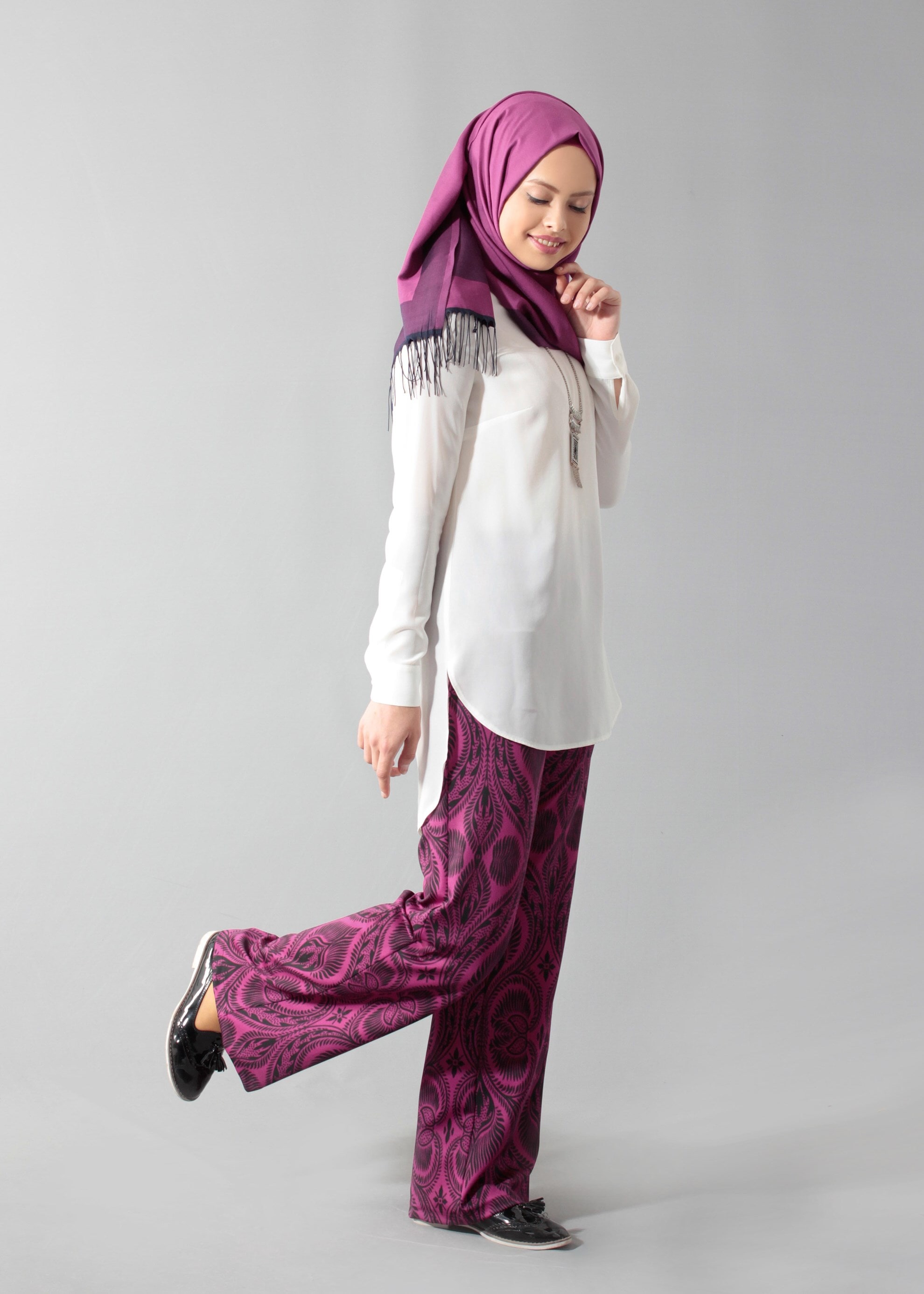 Tesettür giyim FUŞYA 7015-1 Dalgıç Tesettür 20132 Pantolon 38/46 TEK40