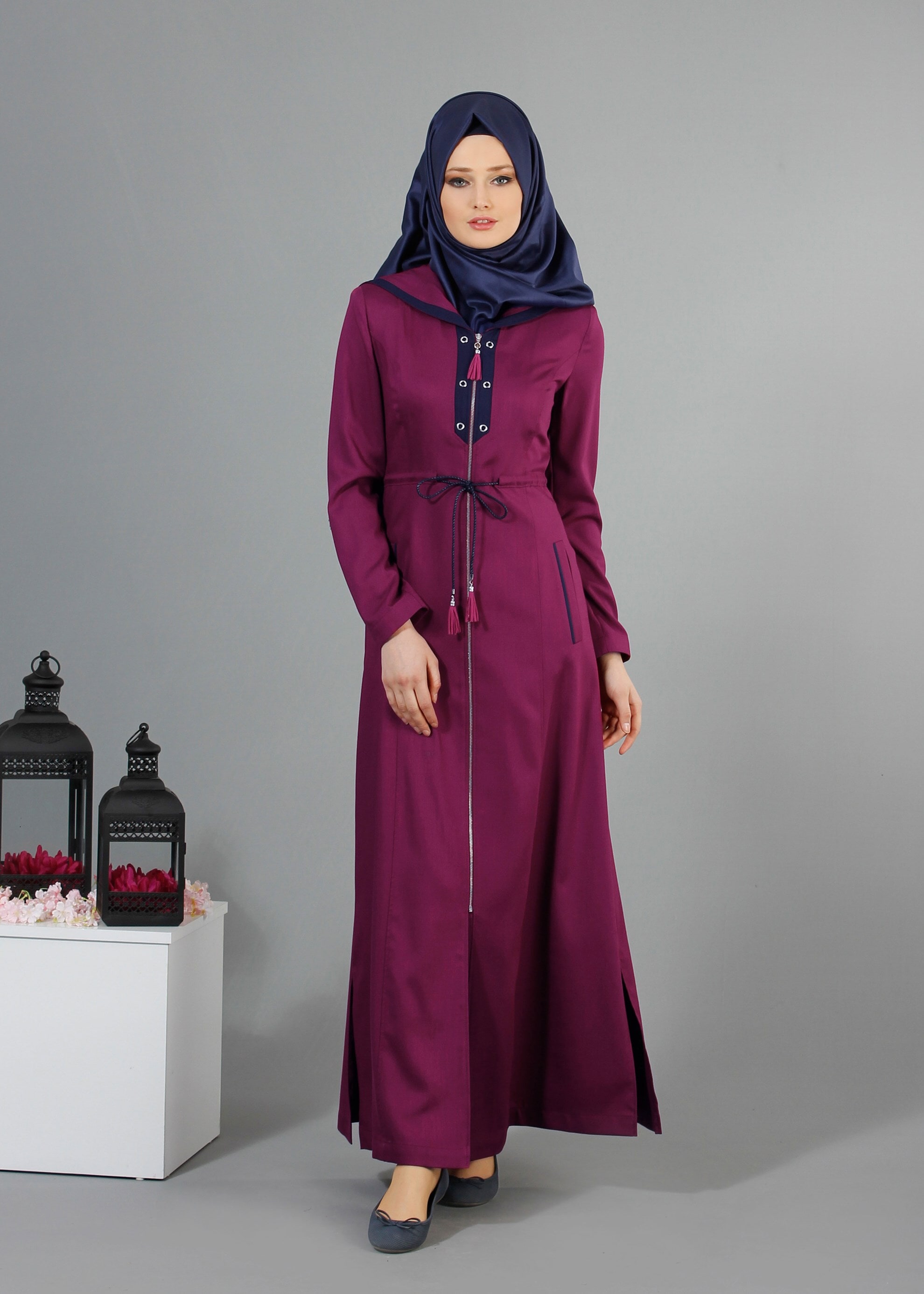Tesettür giyim MOR 1701 Derin Tesettür Pardesü 38/48 TEK40