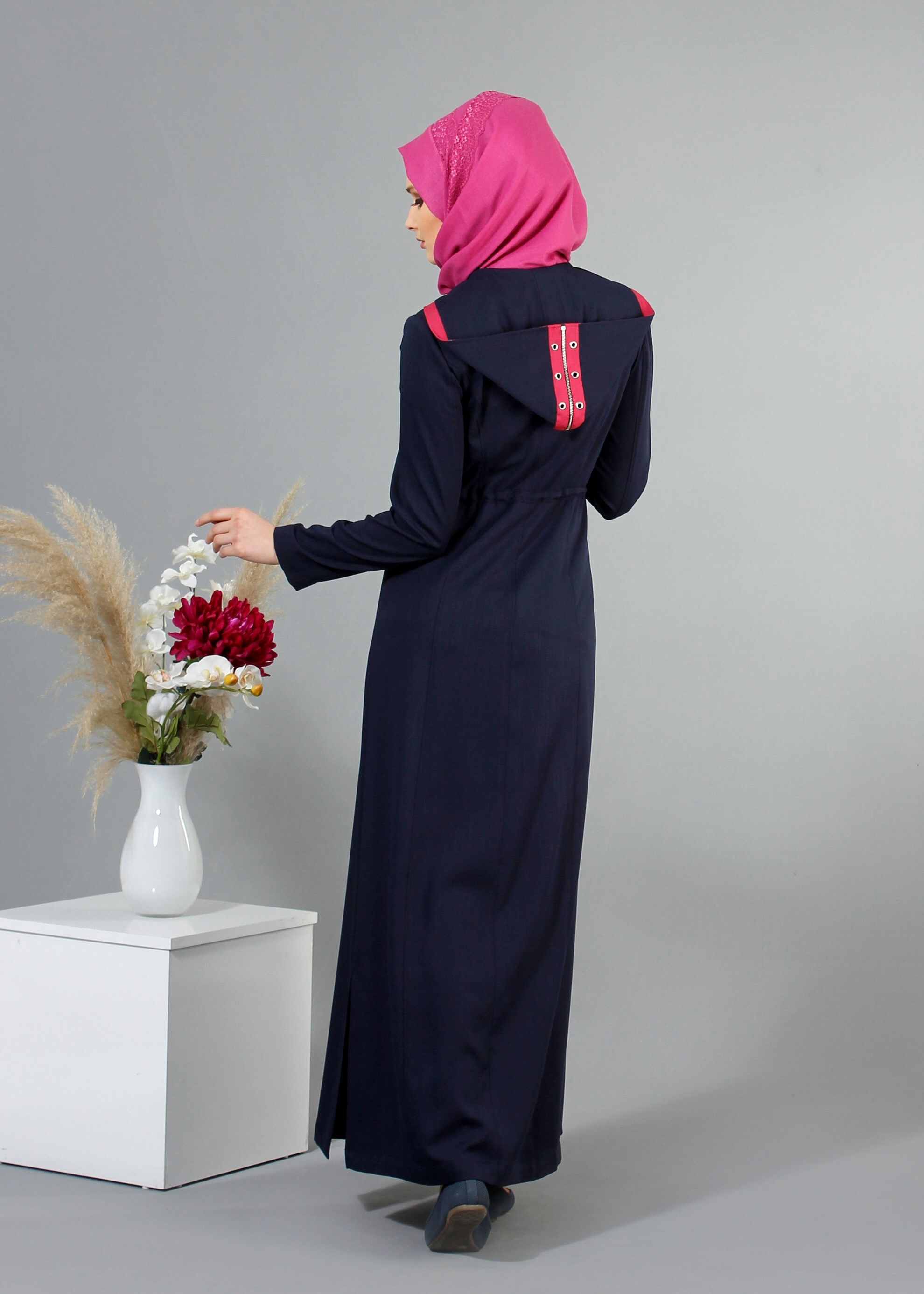 Tesettür giyim LACİVERT 1701 Derin Tesettür Pardesü 38/48 TEK40