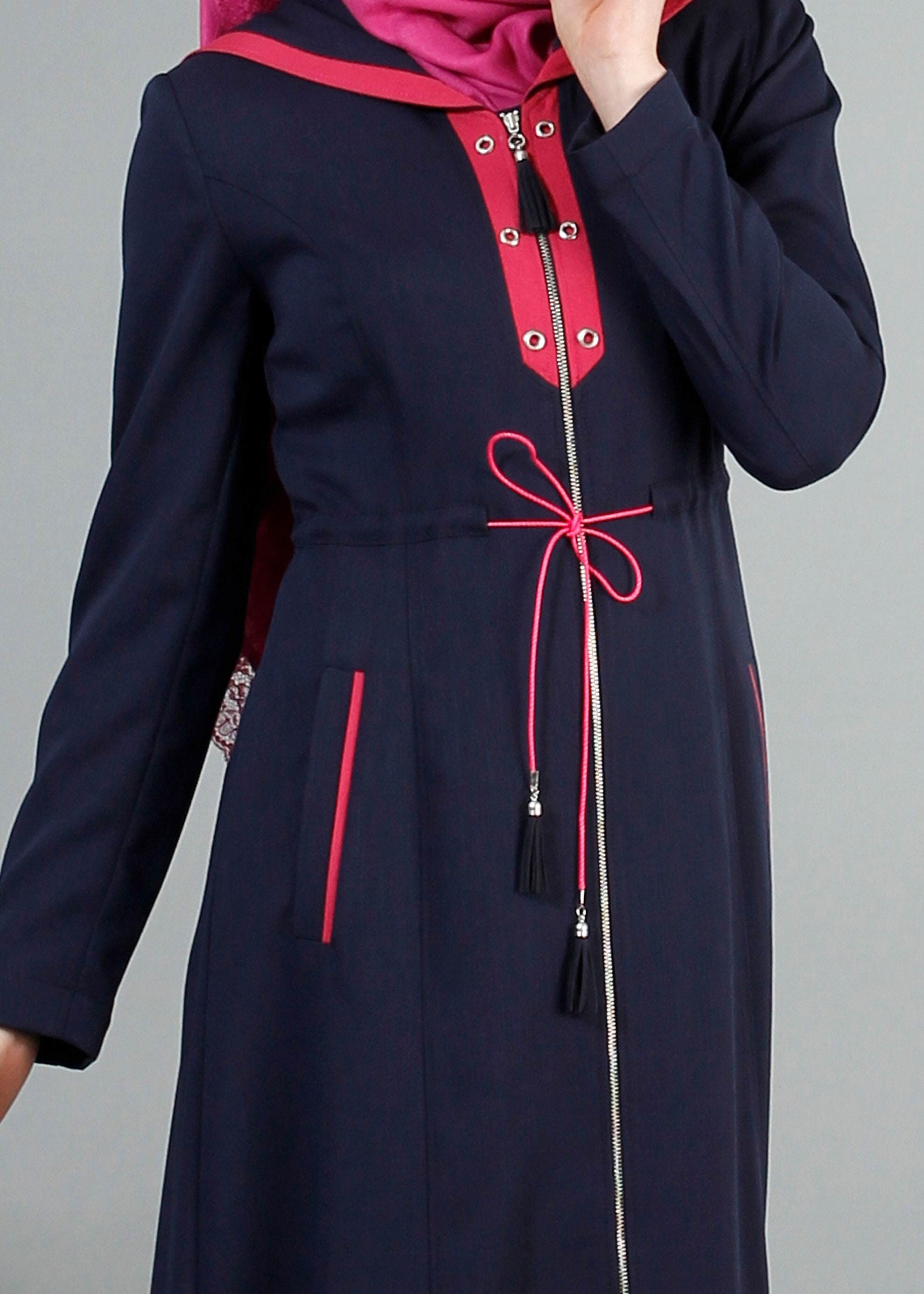 Tesettür giyim LACİVERT 1701 Derin Tesettür Pardesü 38/48 TEK40