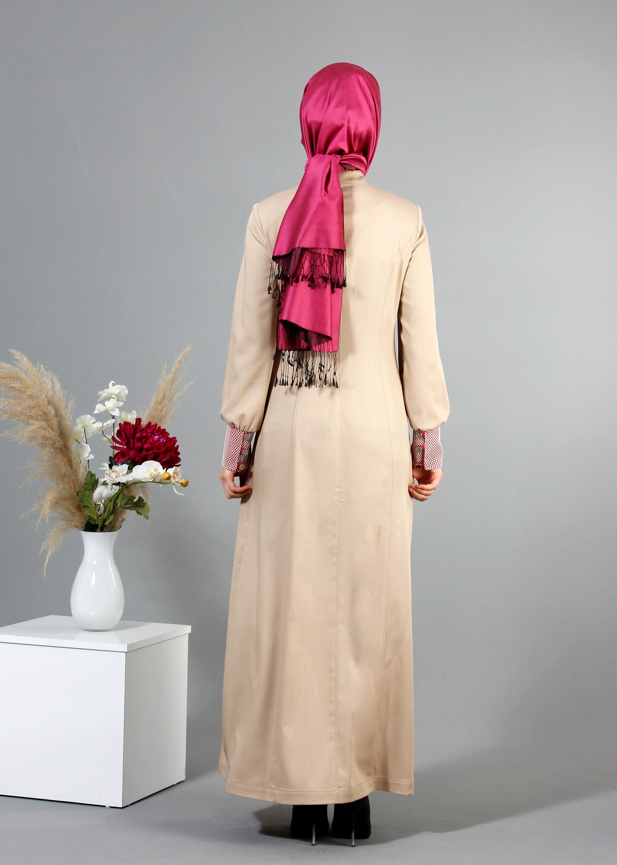 Tesettür giyim BEJ 1703 Derin Tesettür Pardesü 38/46 TEK40