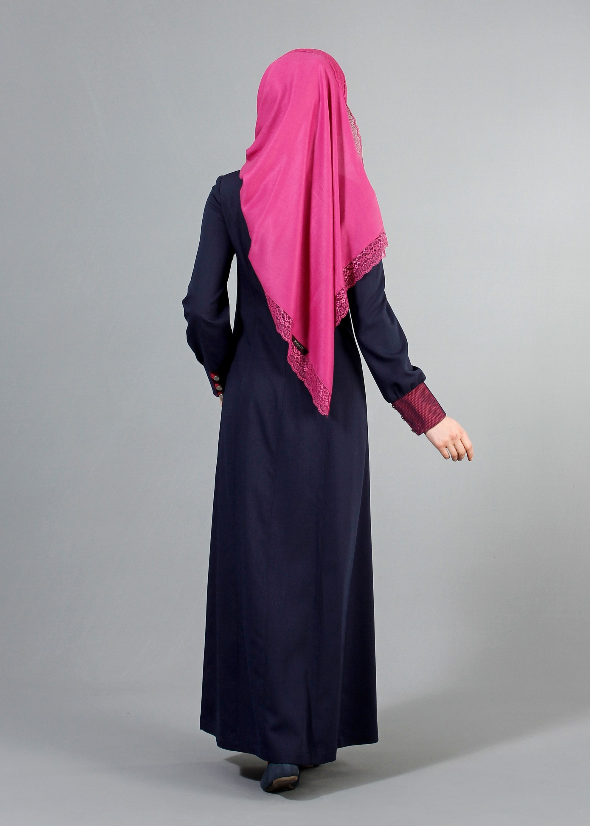 Tesettür giyim LACİVERT 1703 Derin Tesettür Pardesü 38/46 TEK40