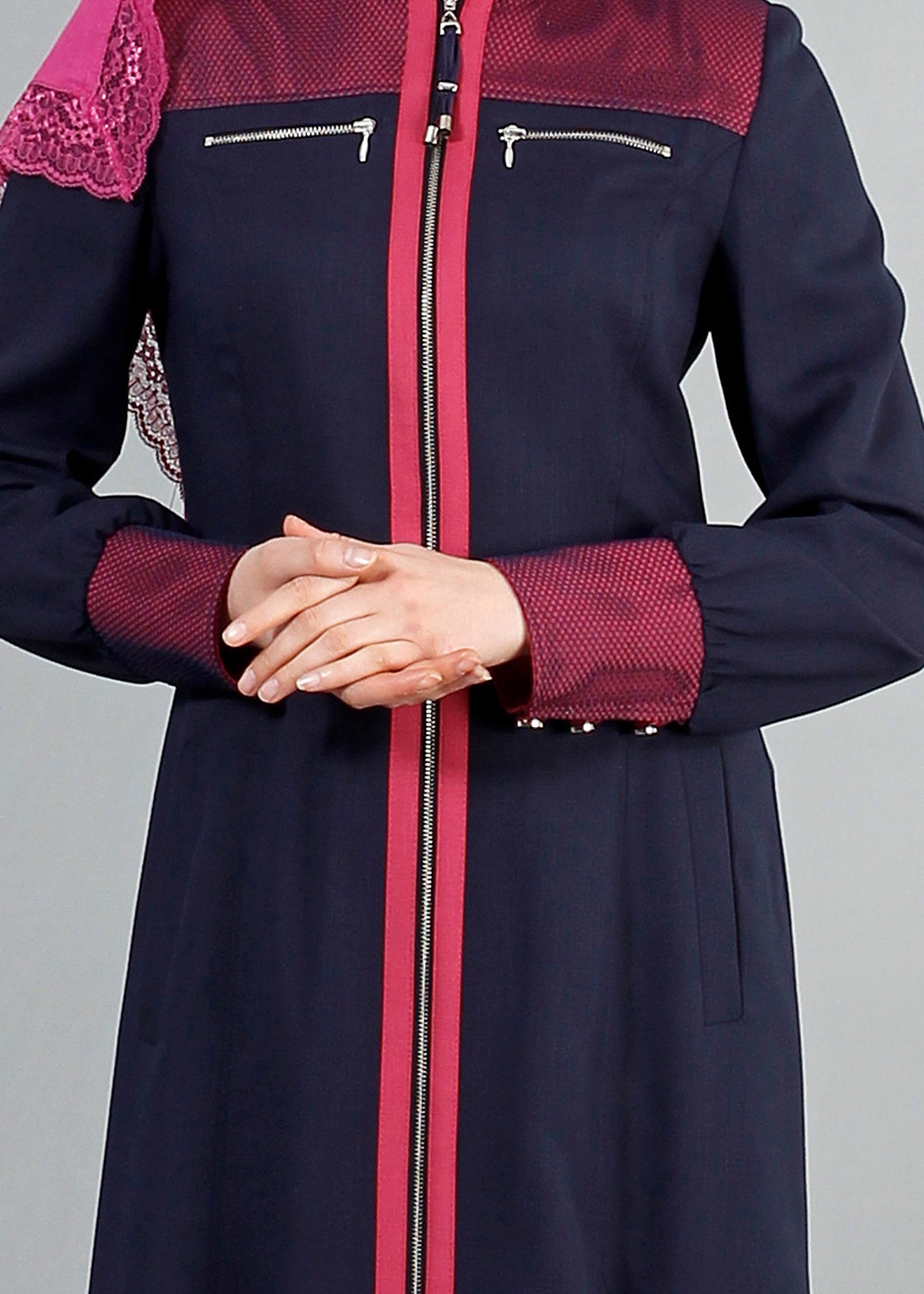 Tesettür giyim LACİVERT 1703 Derin Tesettür Pardesü 38/46 TEK40