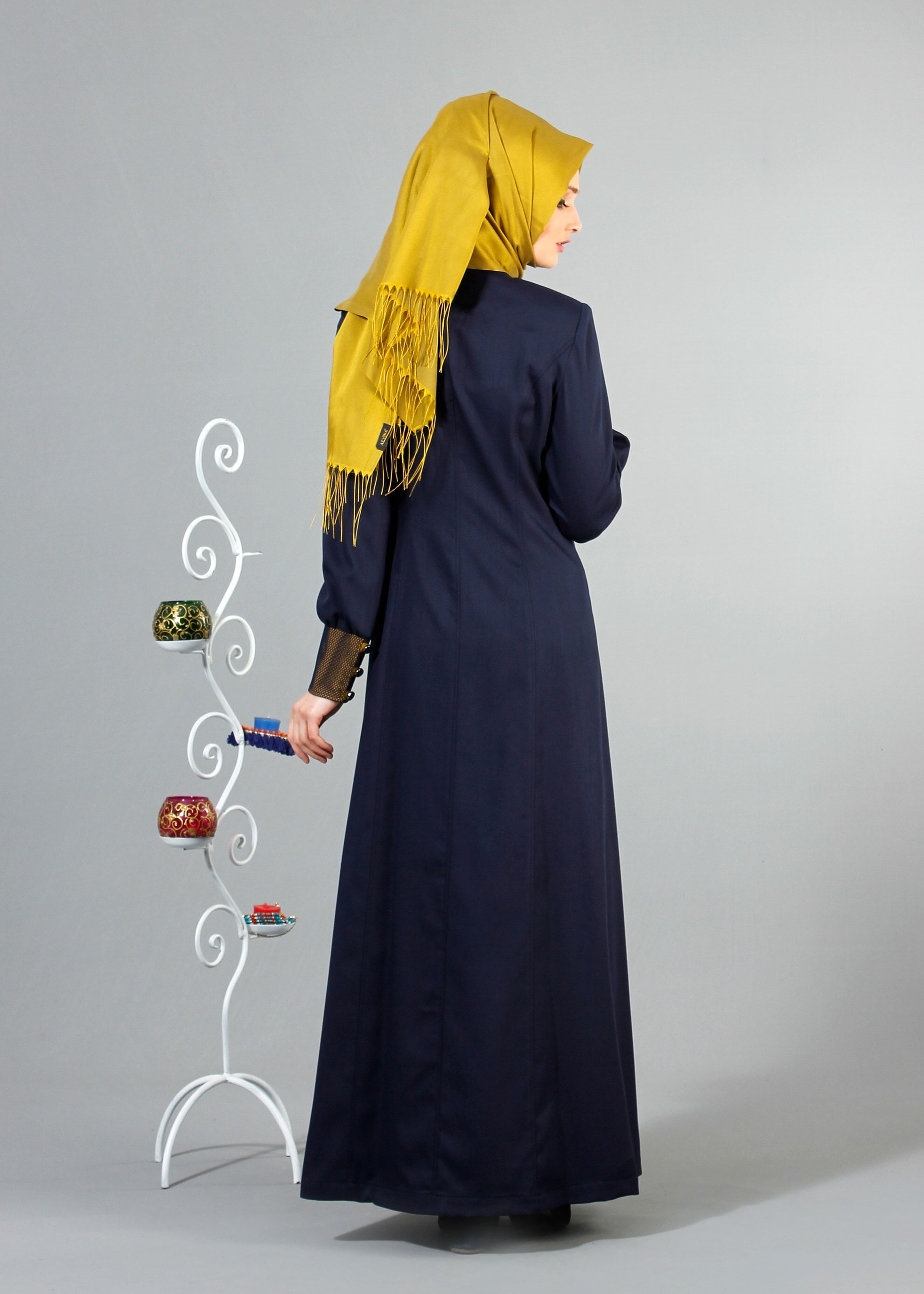 Tesettür giyim LACİVERT 1703 Derin Tesettür Pardesü 38/46 TEK40