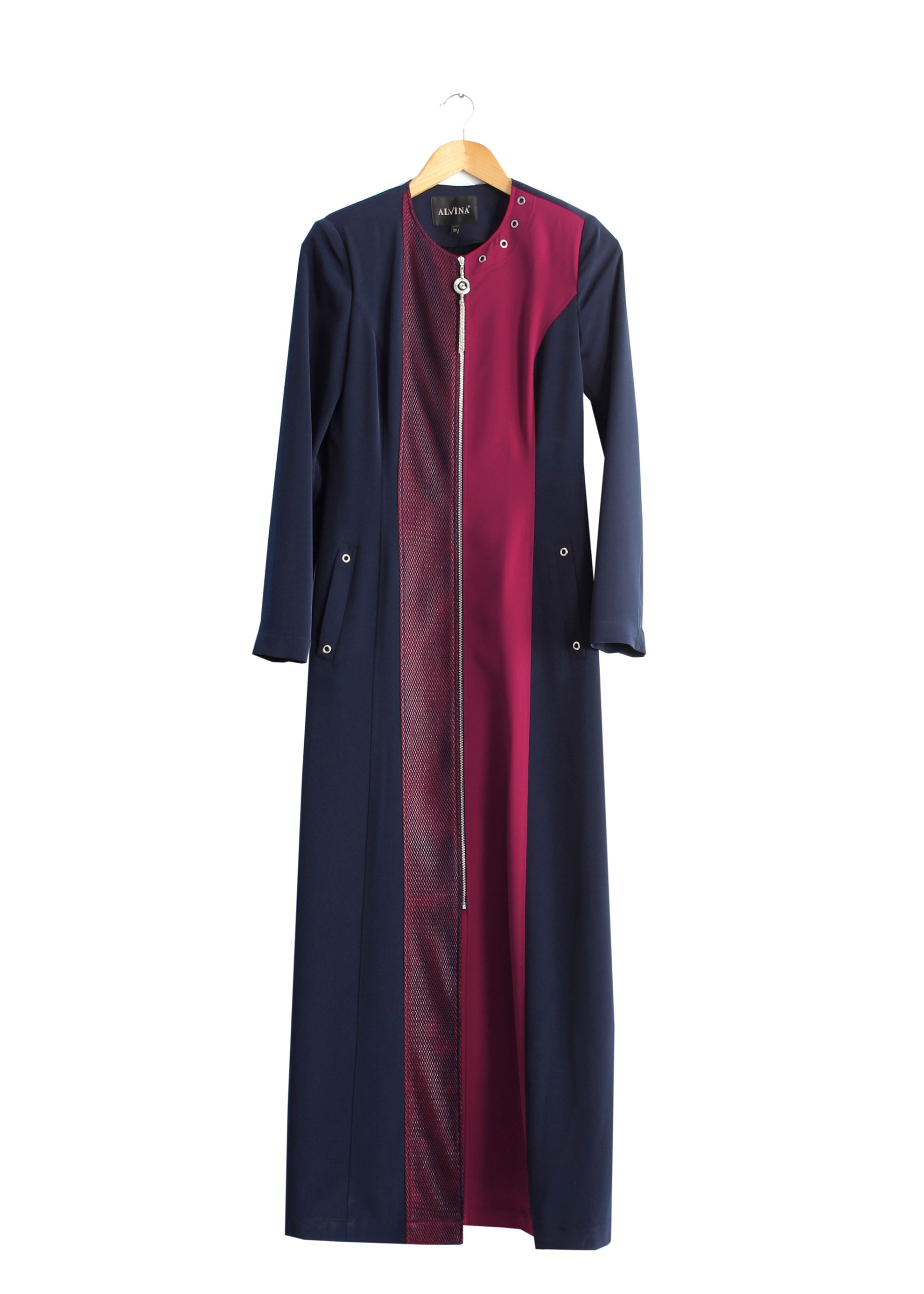 Tesettür giyim LACİVERT 1704 Crep Cupra Tesettür Pardesü 38/48 TEK40