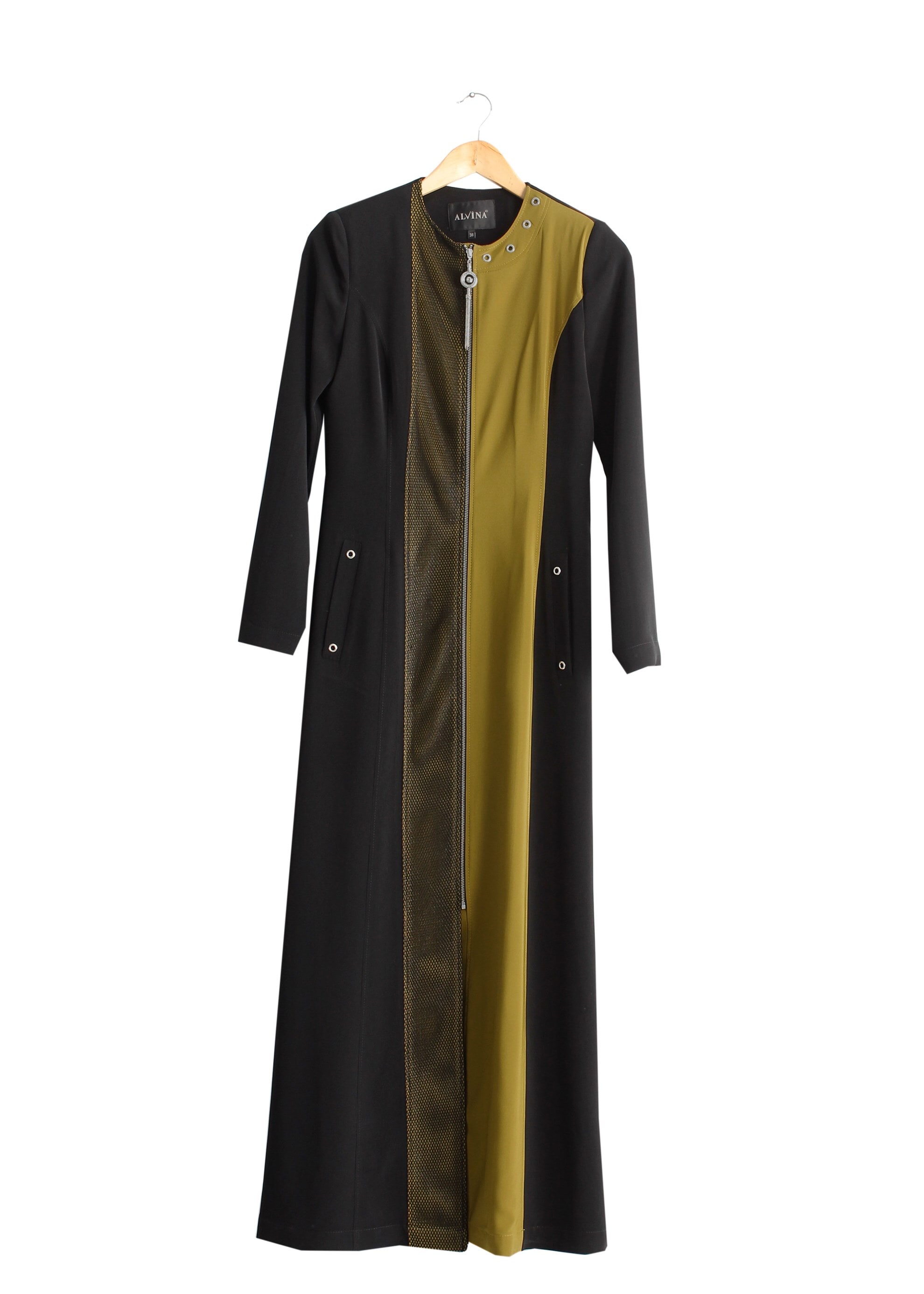 Tesettür giyim SİYAH 1704 Crep Cupra Tesettür Pardesü 38/48 TEK40