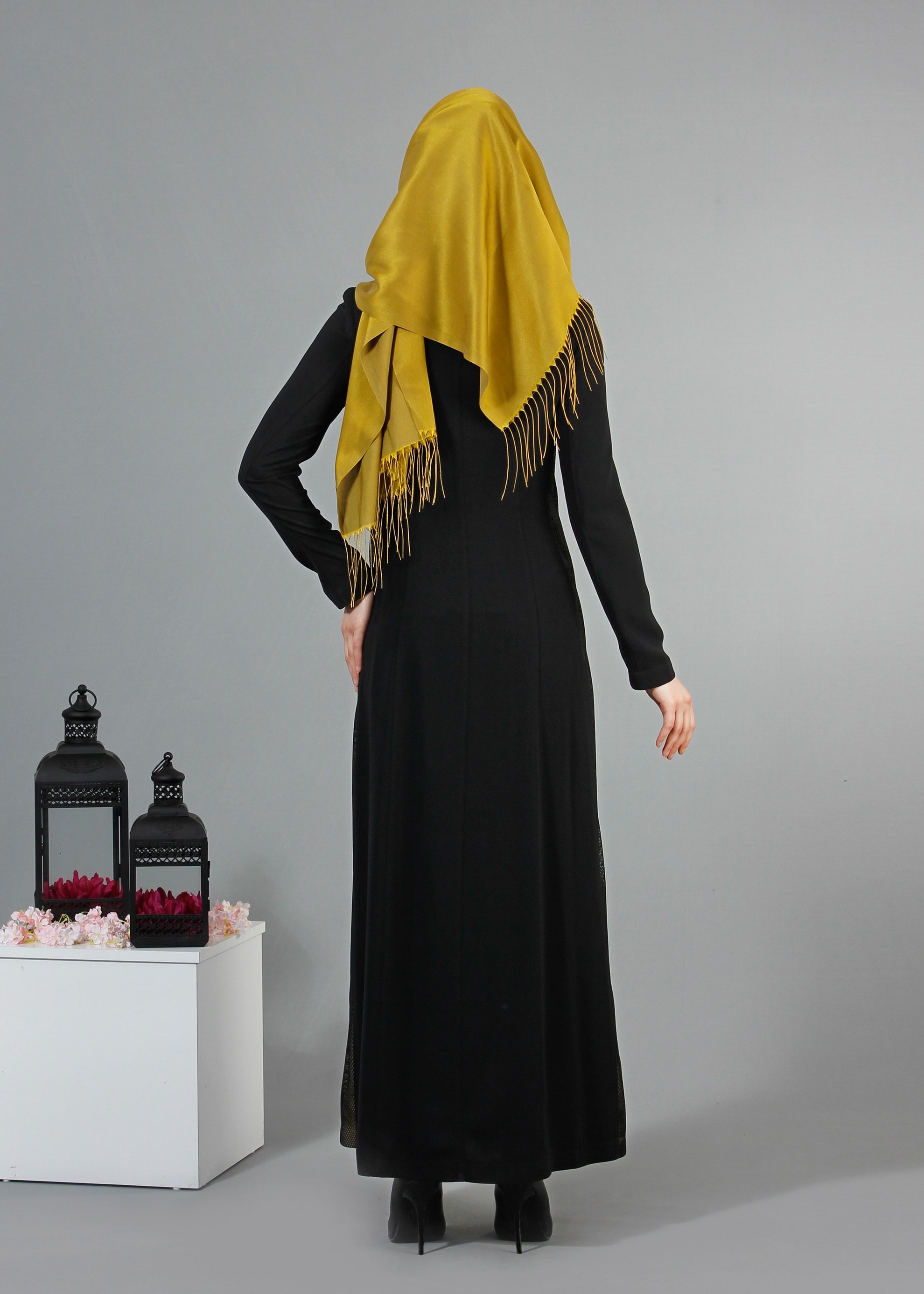 Tesettür giyim SİYAH 1705 Virona Tesettür Pardesü 38/46