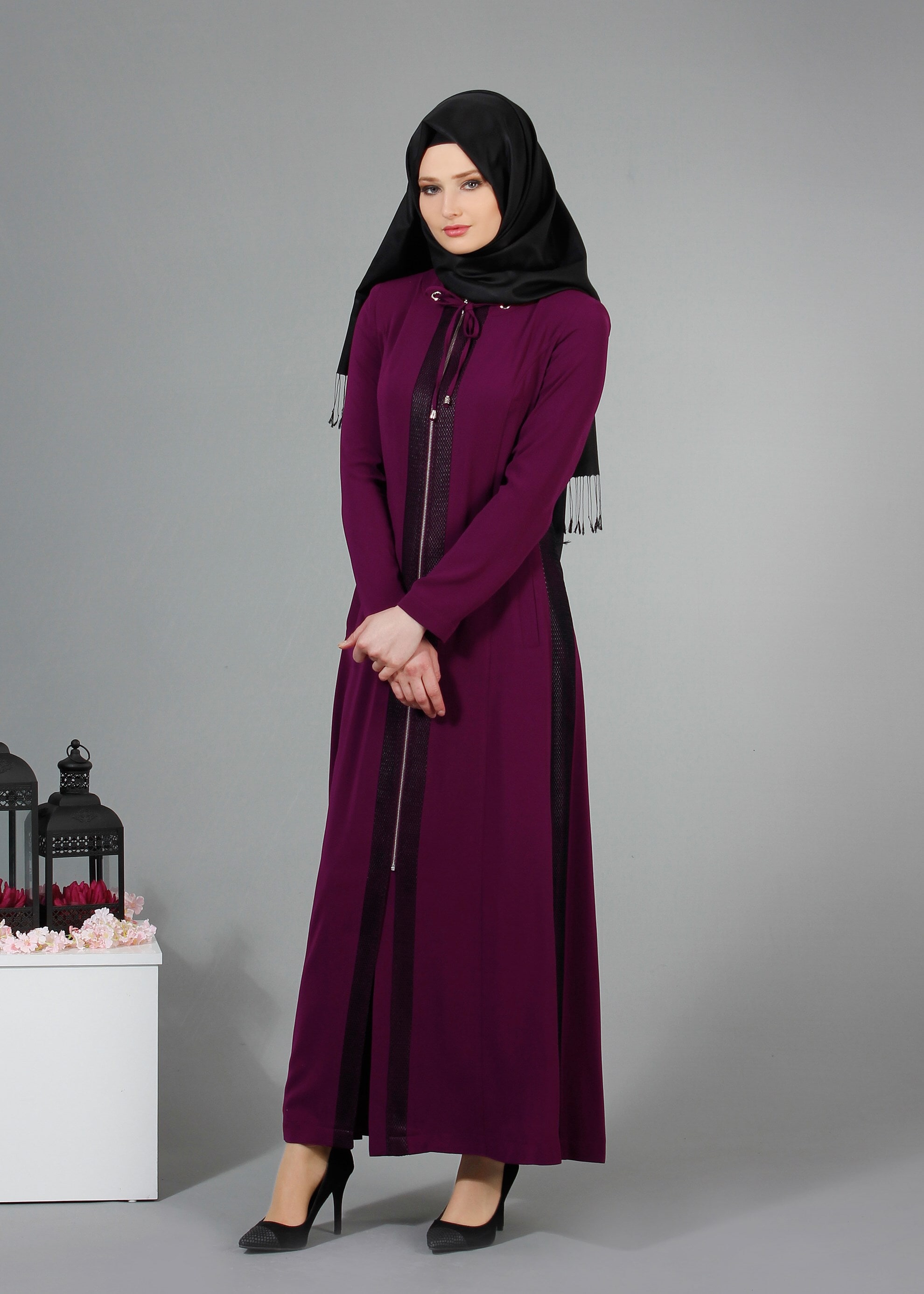 Tesettür giyim MÜRDÜM 1705 Virona Tesettür Pardesü 38/46