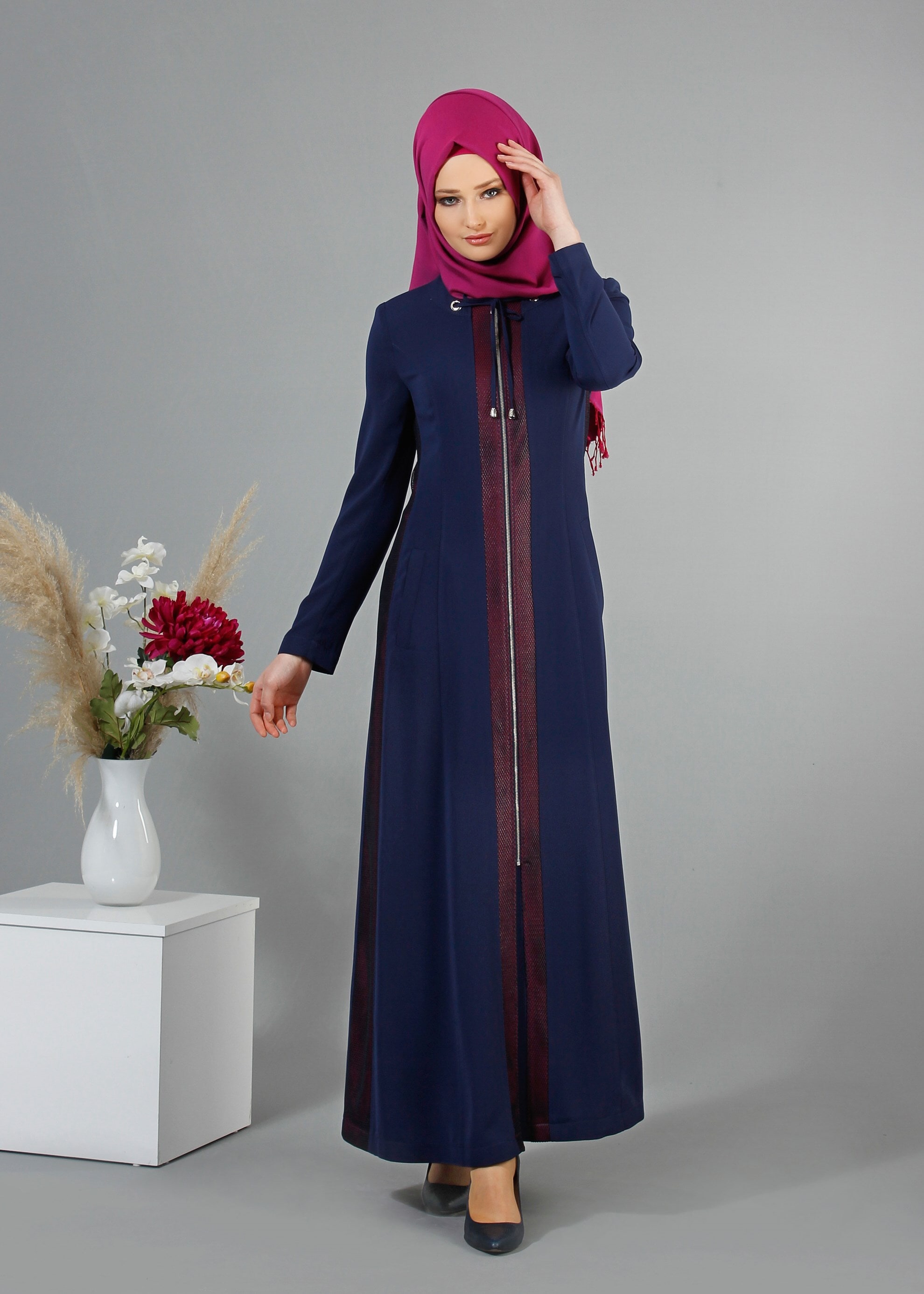 Tesettür giyim LACİVERT 1705 Virona Tesettür Pardesü 38/46