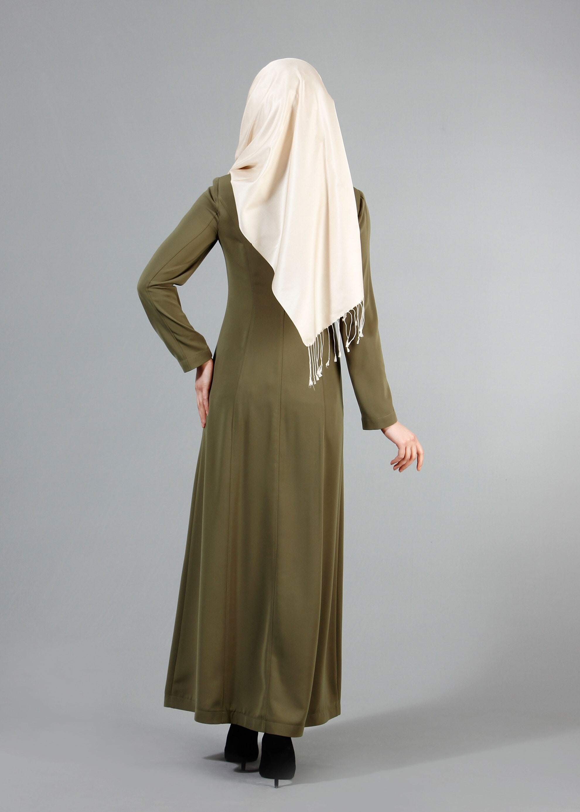 Tesettür giyim HAKİ 1708 Farah Tesettür Pardesü 38/48 TEK40