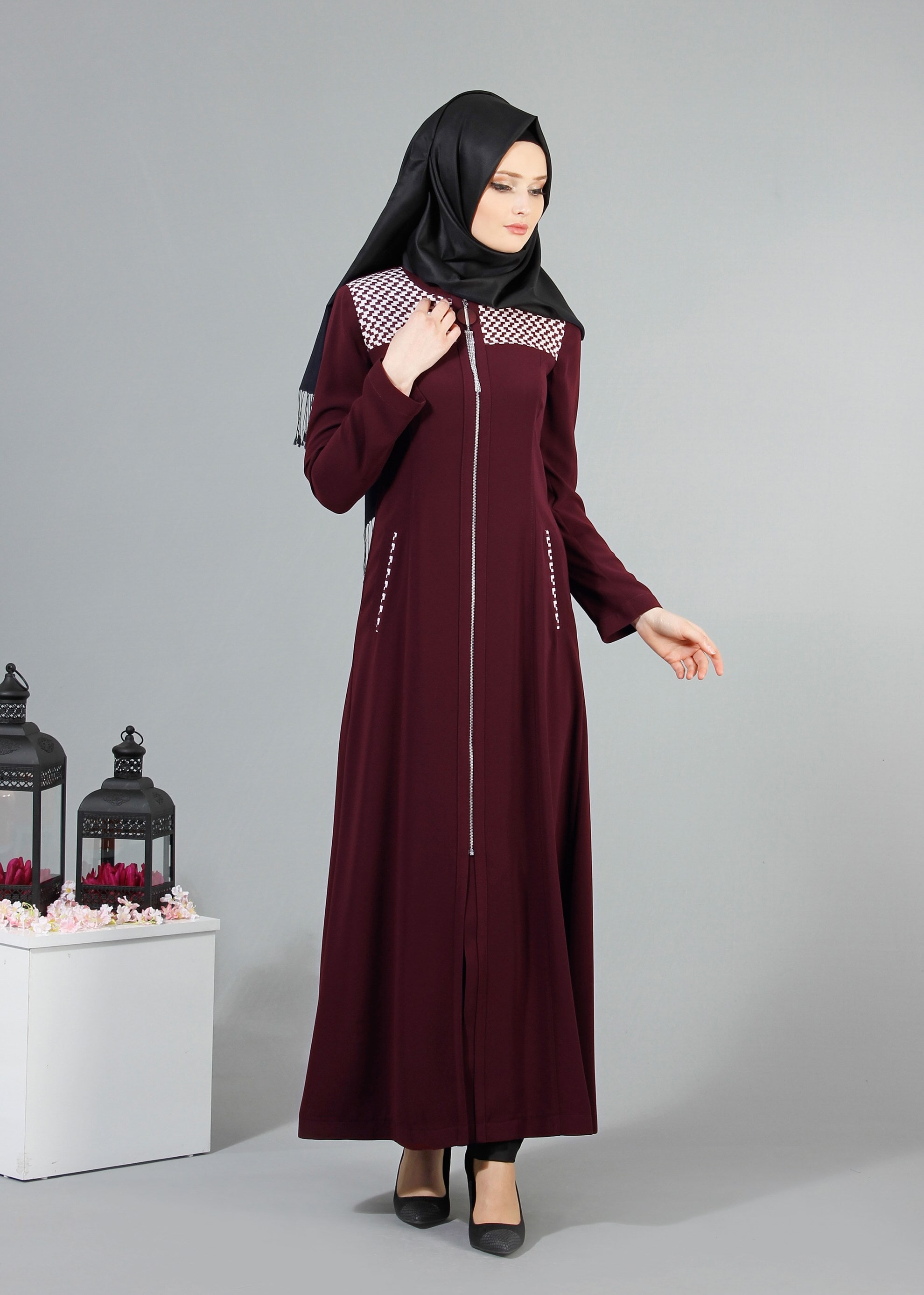Tesettür giyim MÜRDÜM 1708 Farah Tesettür Pardesü 38/48 TEK40