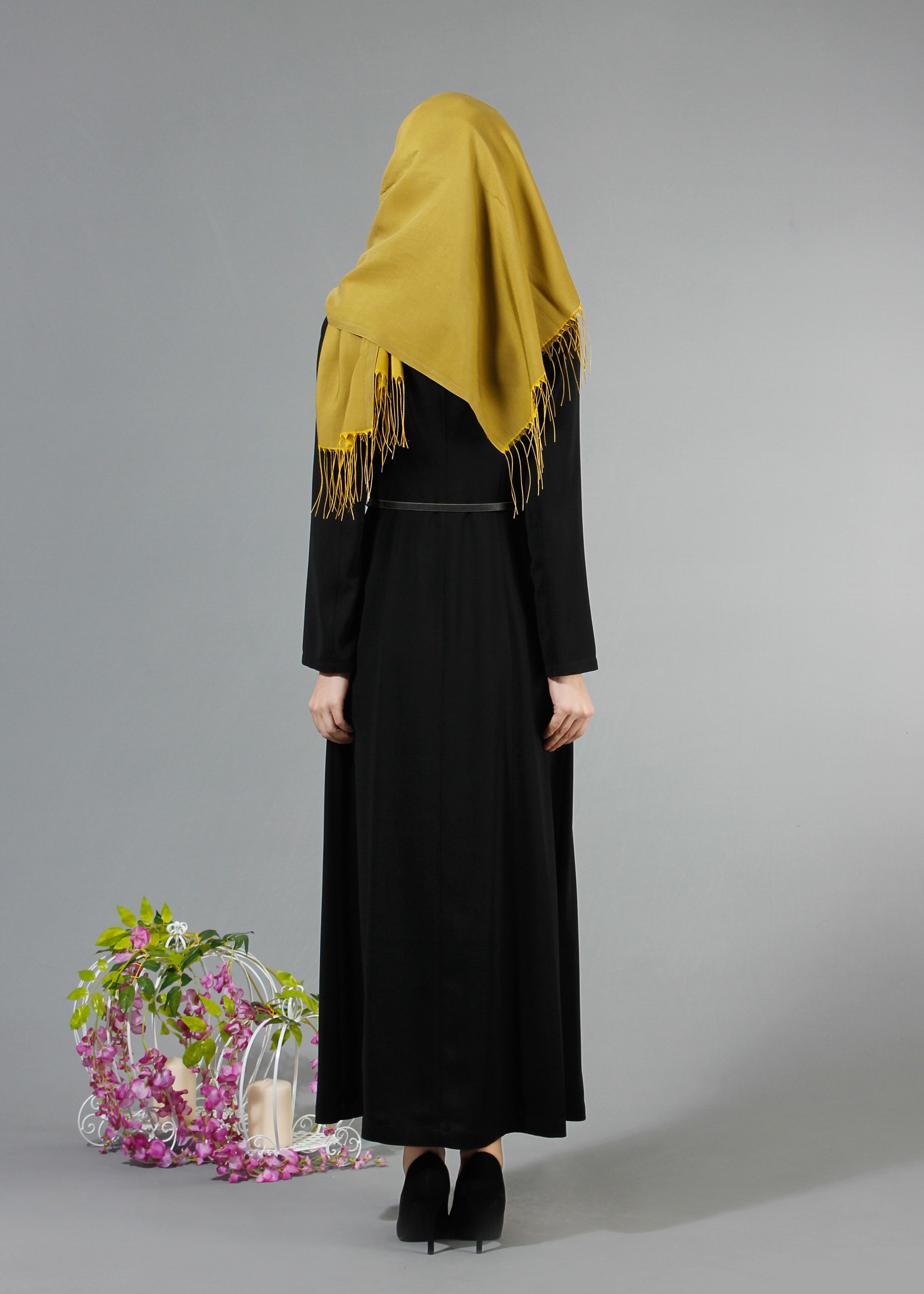 Tesettür giyim SİYAH 1711 Sufle Tesettür Pardesü 38/44 TEK38