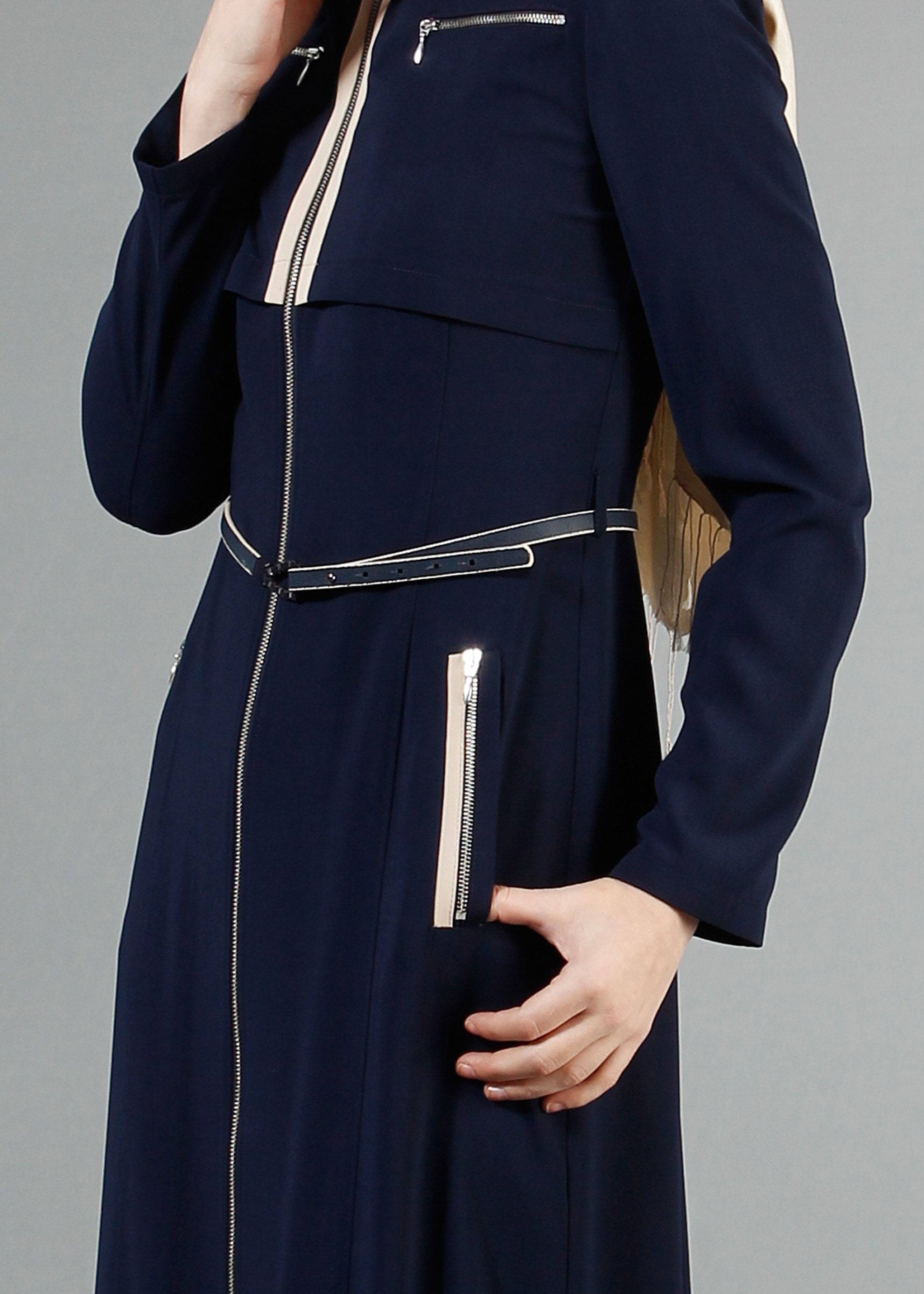 Tesettür giyim LACİVERT 1711 Sufle Tesettür Pardesü 38/44 TEK38