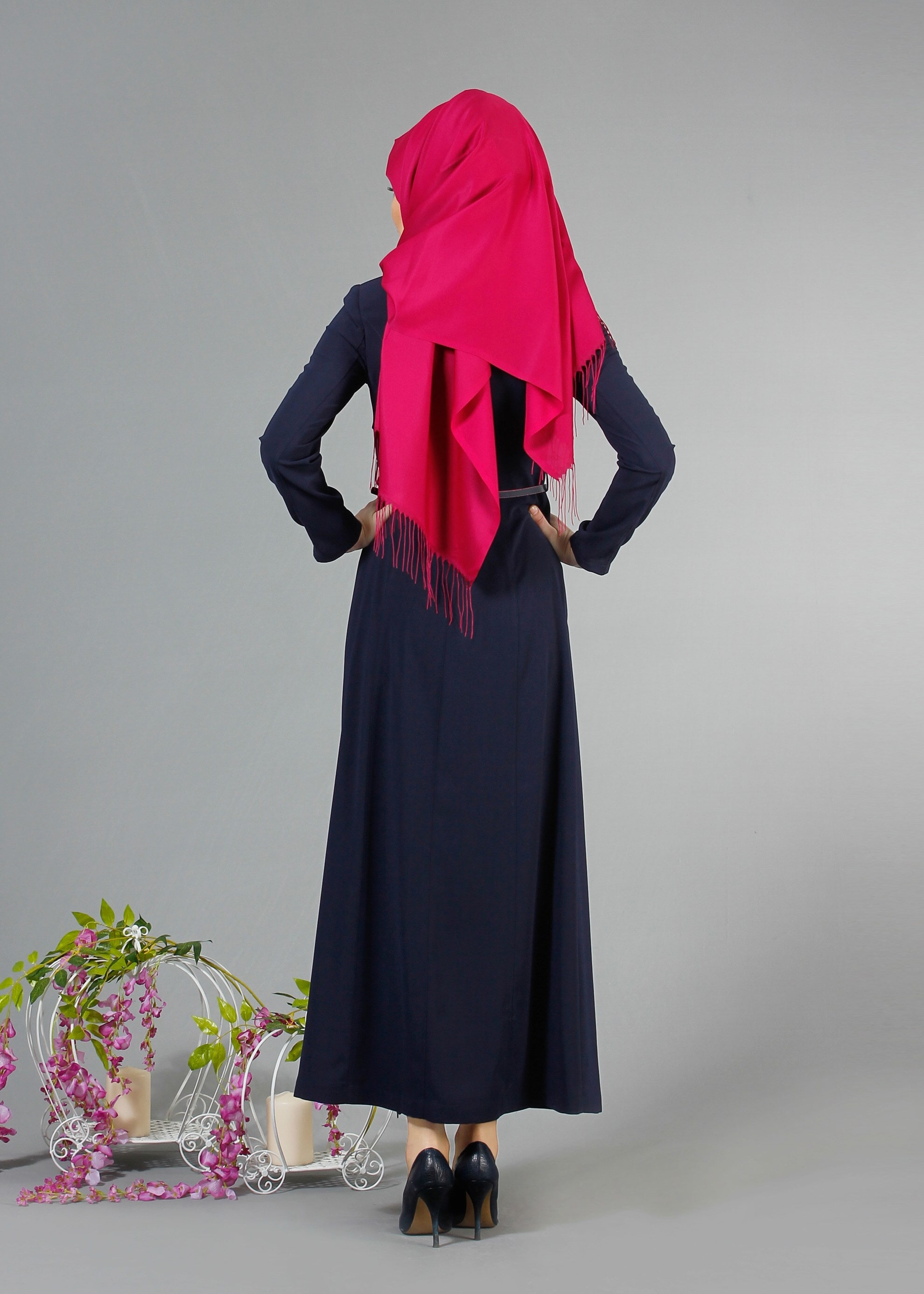 Tesettür giyim LACİVERT 1711 Sufle Tesettür Pardesü 38/44 TEK38