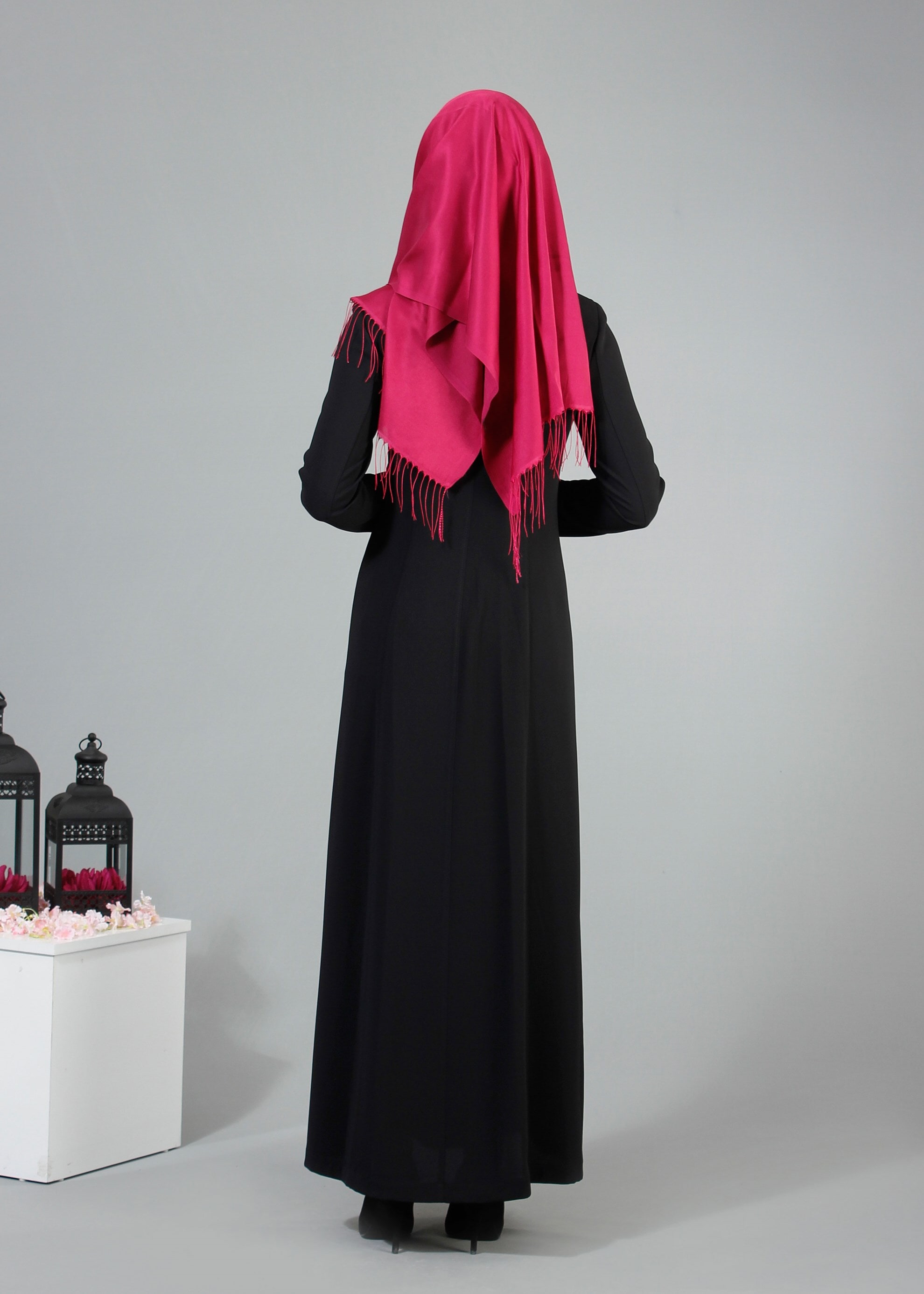 Tesettür giyim SİYAH 1714 Picasso Tesettür Pardesü 38/44