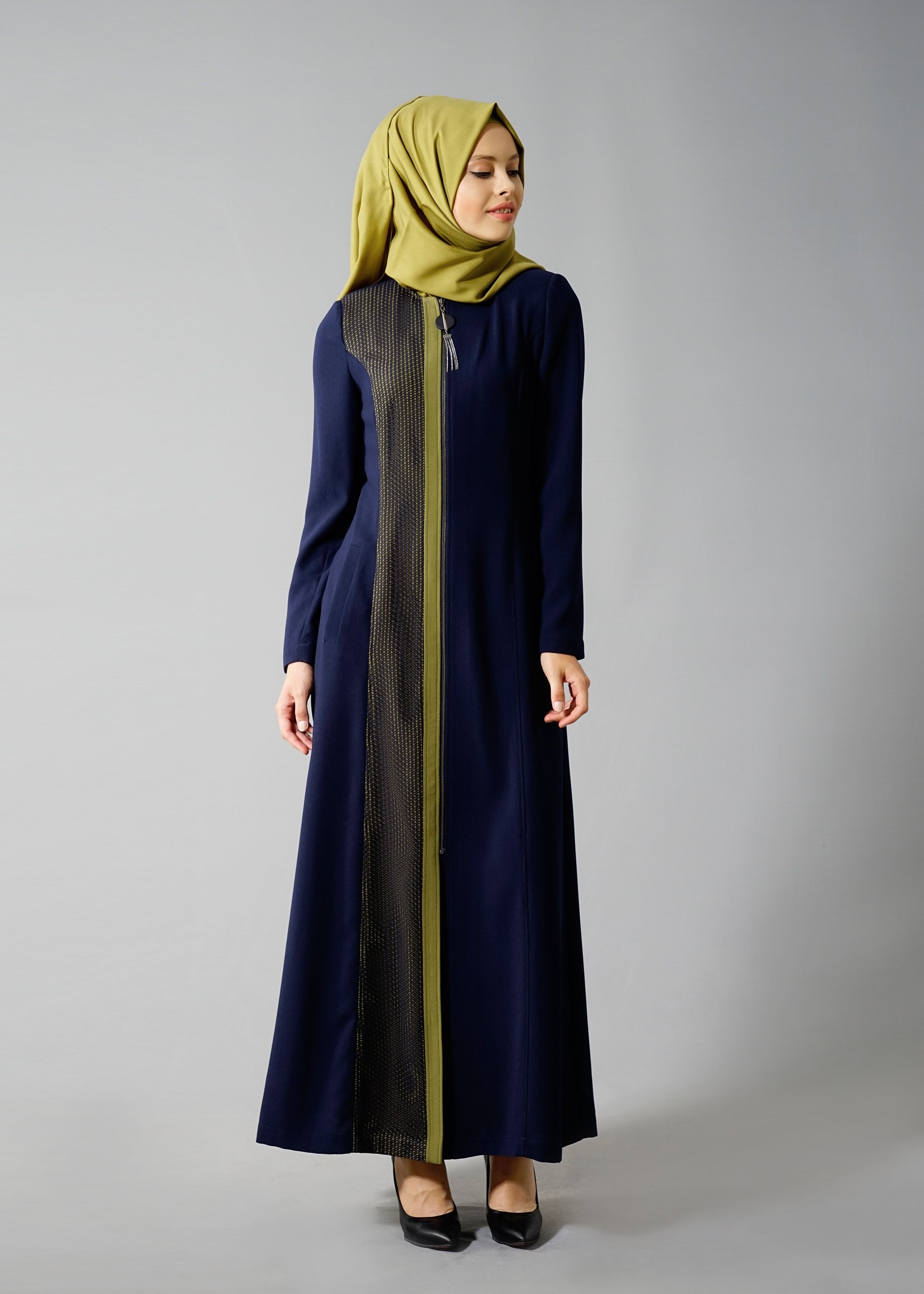 Tesettür giyim LACİVERT 1714 Picasso Tesettür Pardesü 38/44
