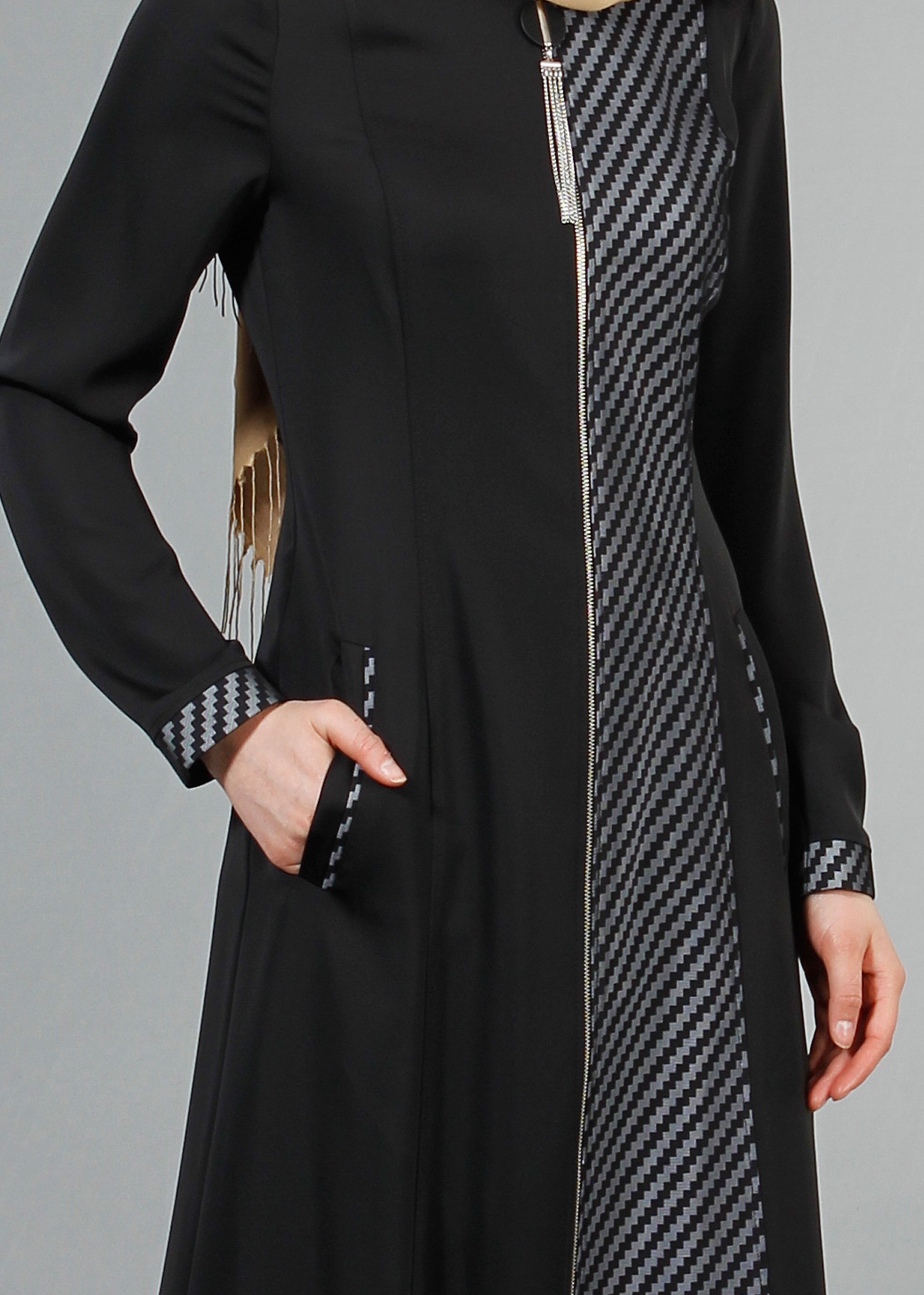 Tesettür giyim SİYAH 1716 Elite Tesettür Pardesü 40/48 TEK38